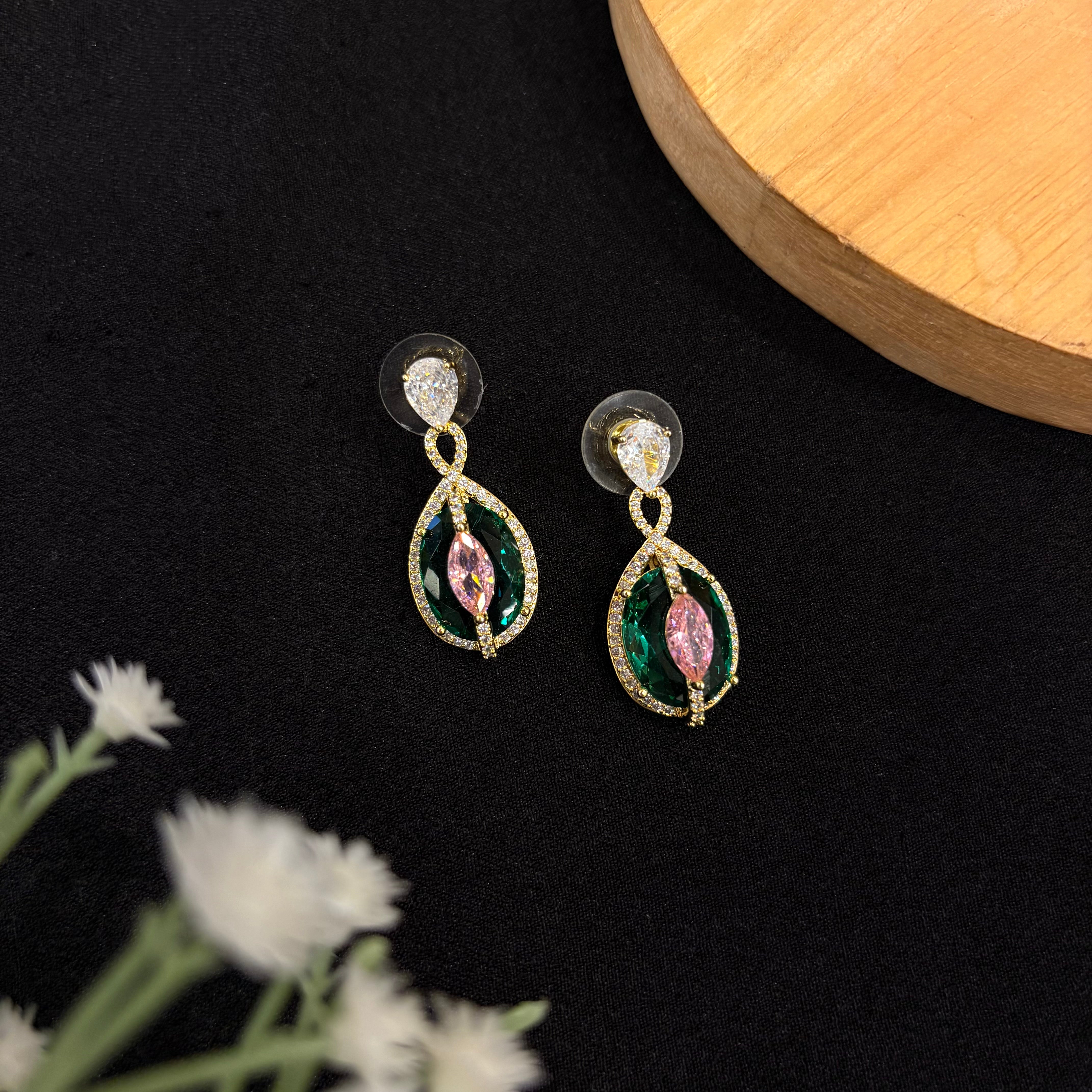 Emerald Aura Drop Earrings