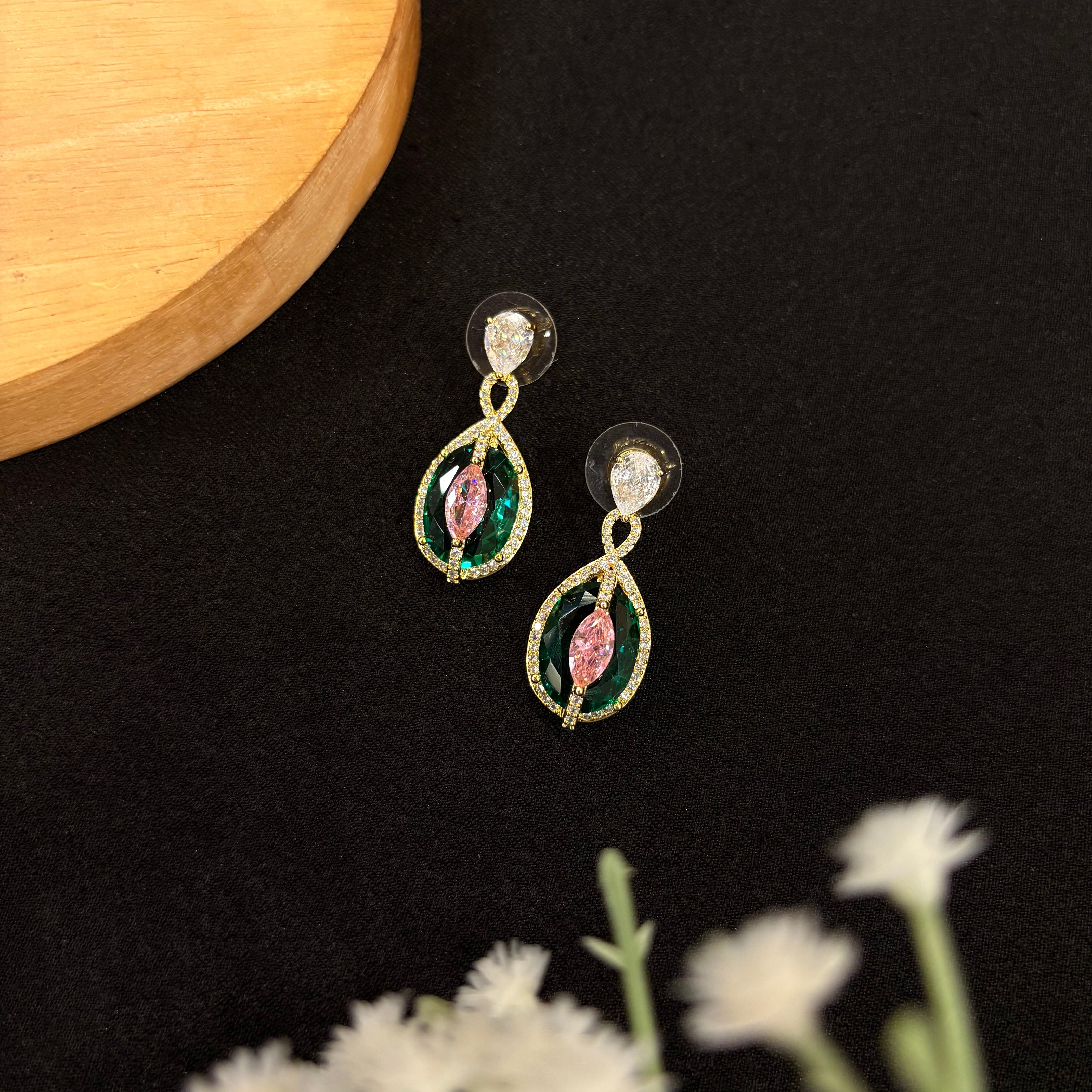 Emerald Aura Drop Earrings