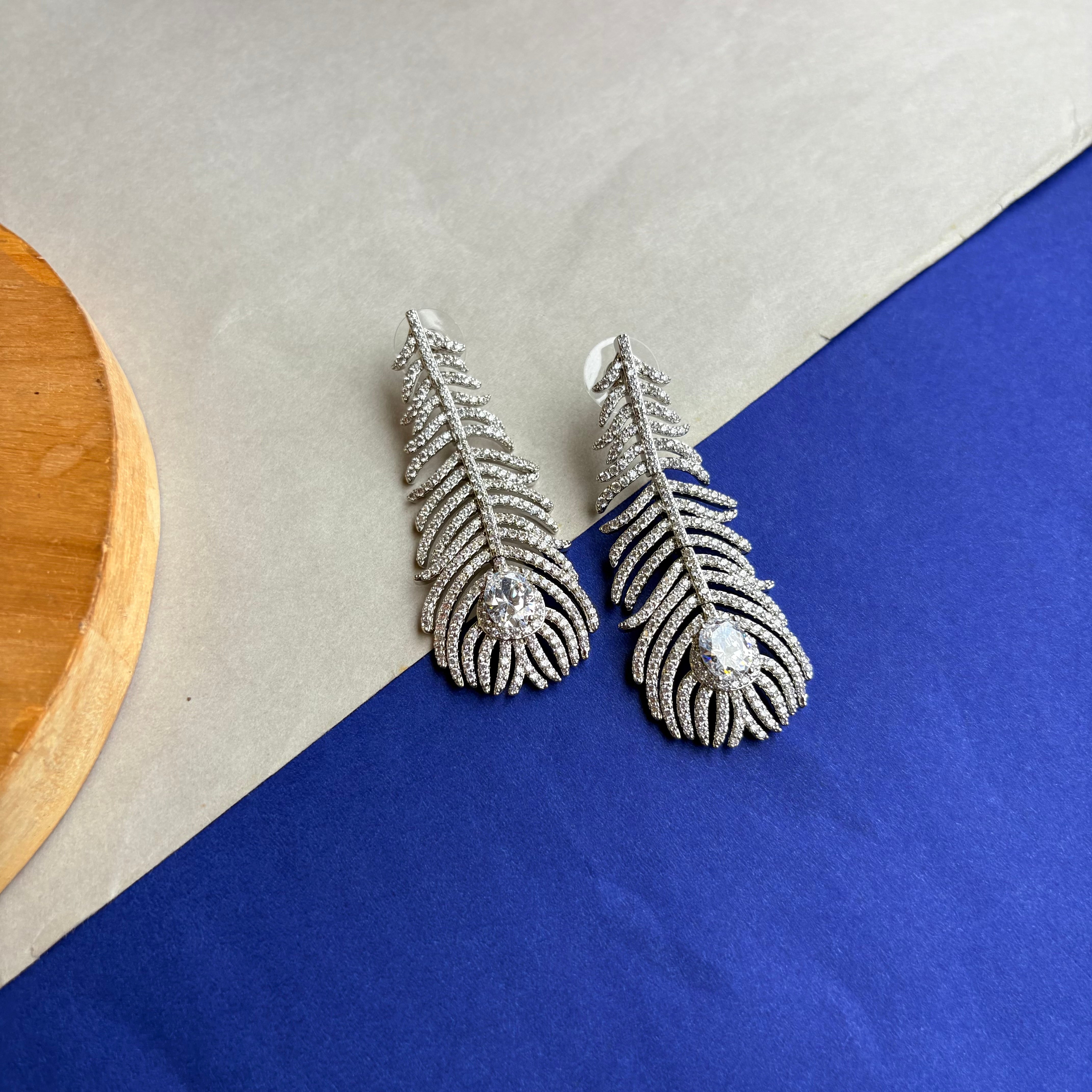 Aarohi Feather Drop Earrings