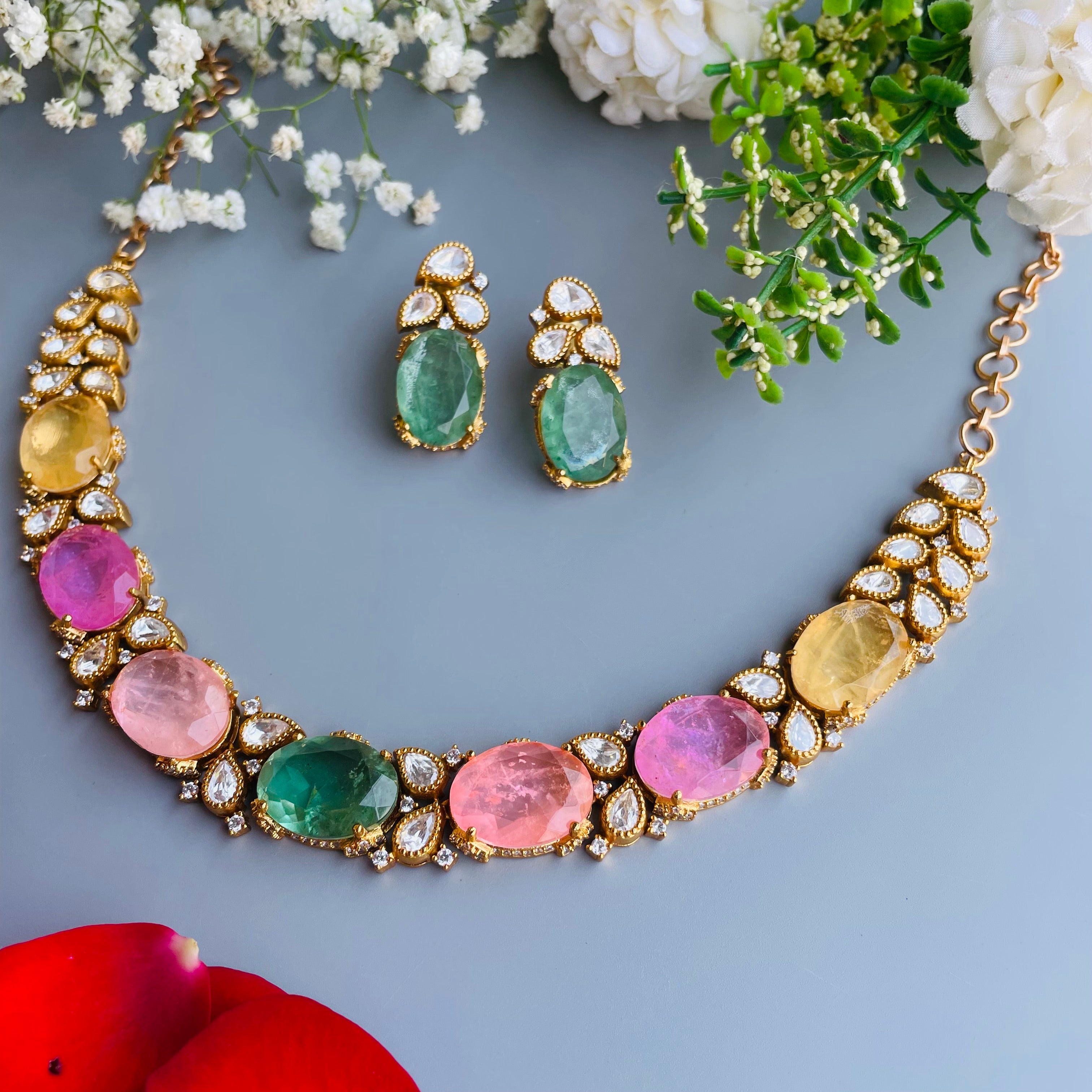 Nayaab Navratna Multi Neckpiece