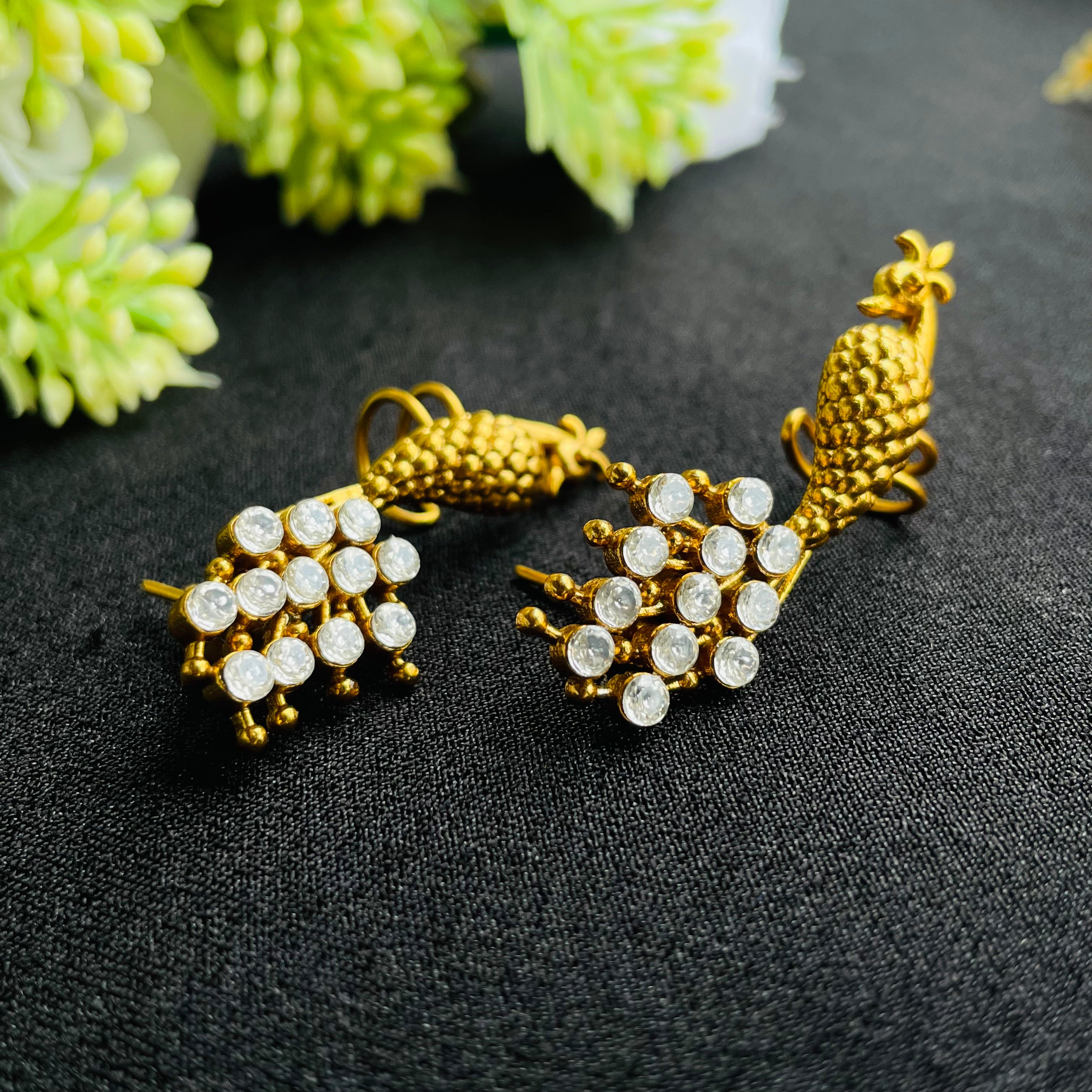 Nayaab Golden Peacock Polki Earcuff