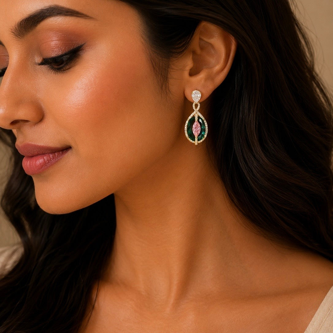 Emerald Aura Drop Earrings