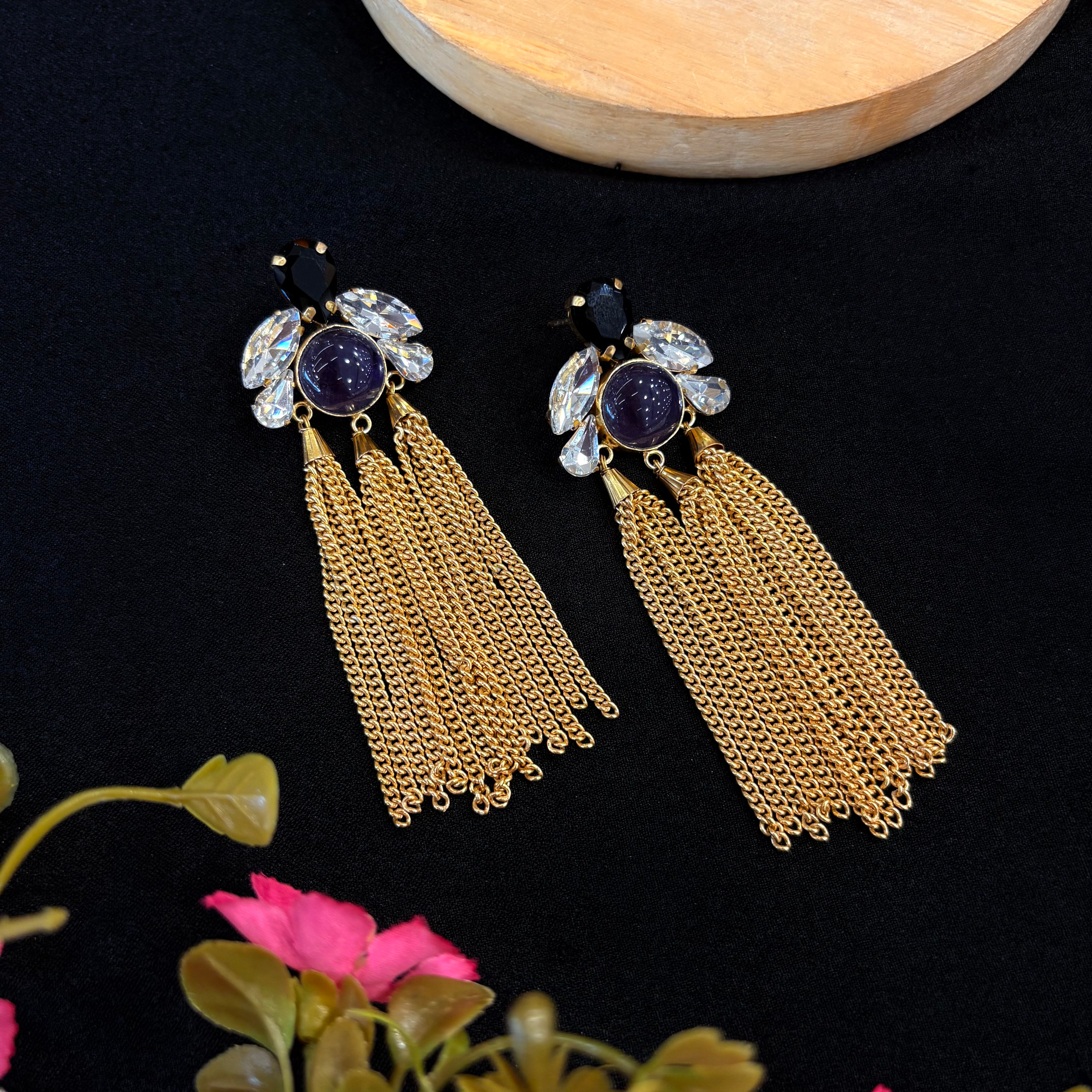 Amethyst Noir Cascade Earrings