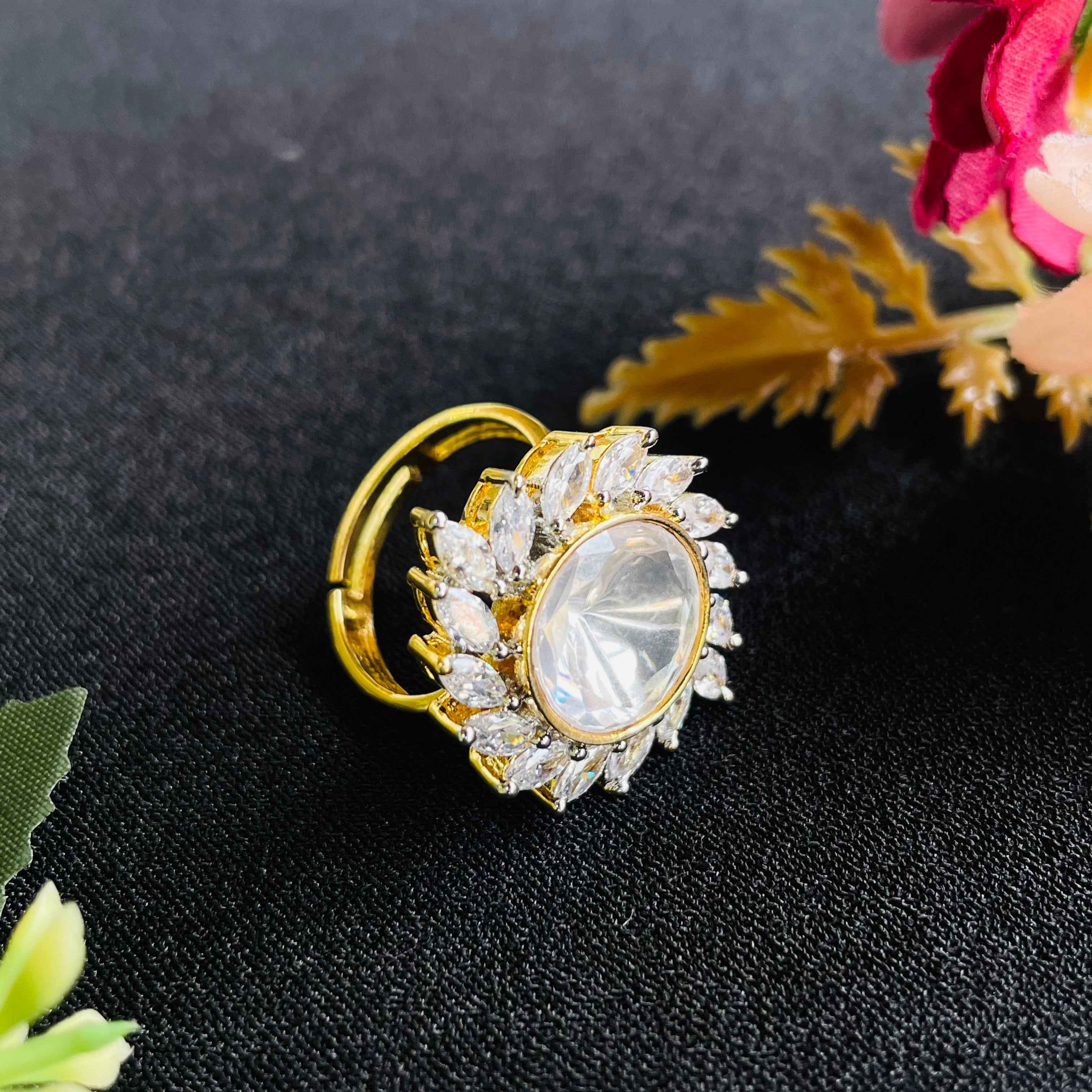 Nayaab Saanvi Polki Pendant With Free Ring adjustable