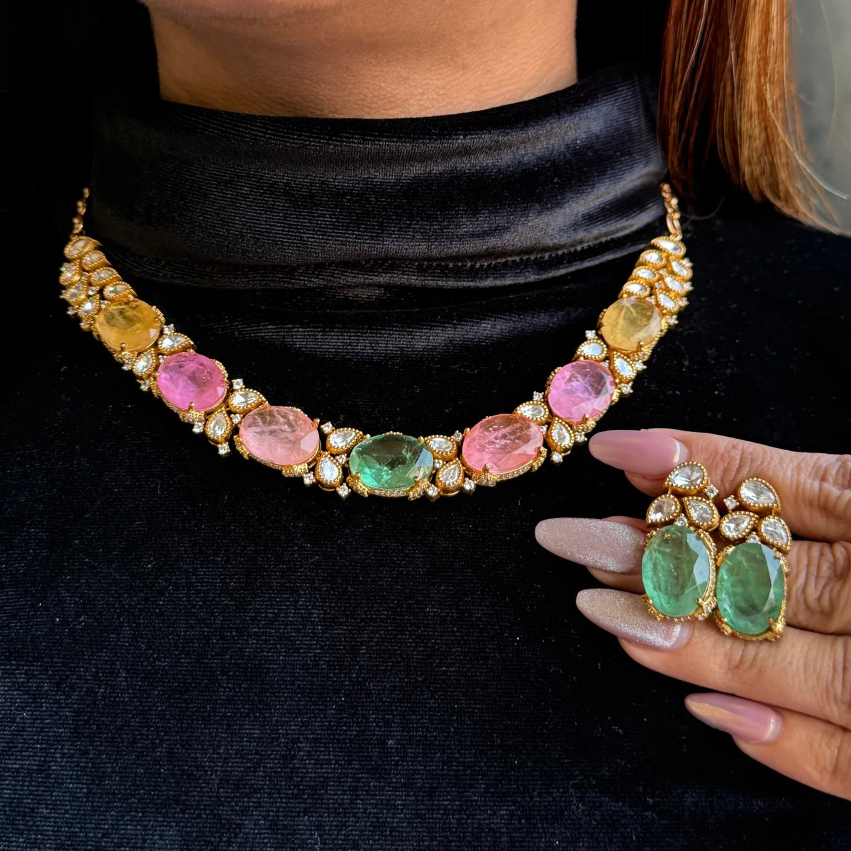 Nayaab Navratna Multi  Neckpiece