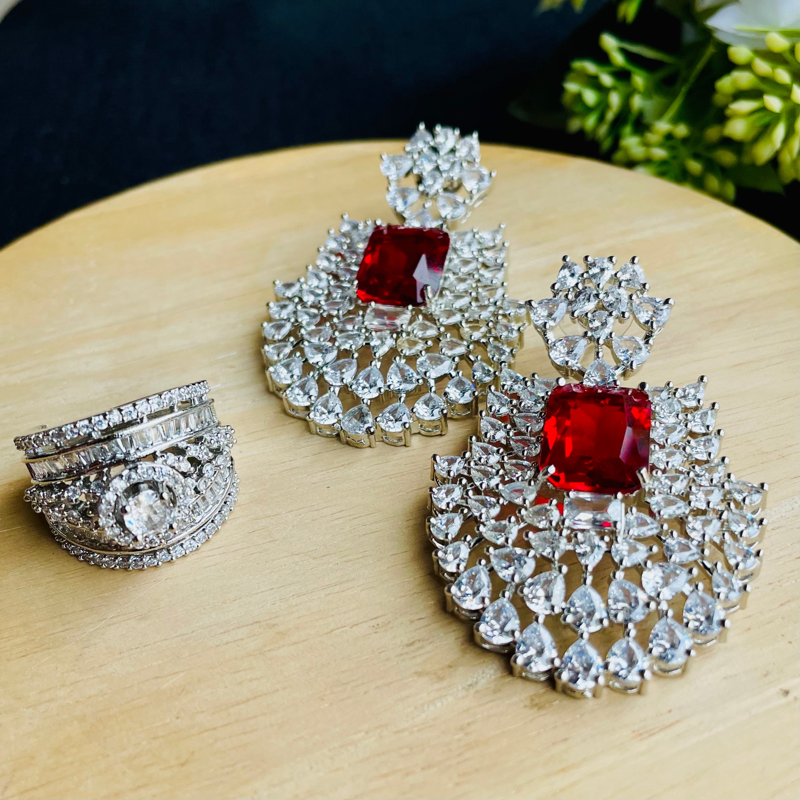 Ad Opal earrings and ring combo