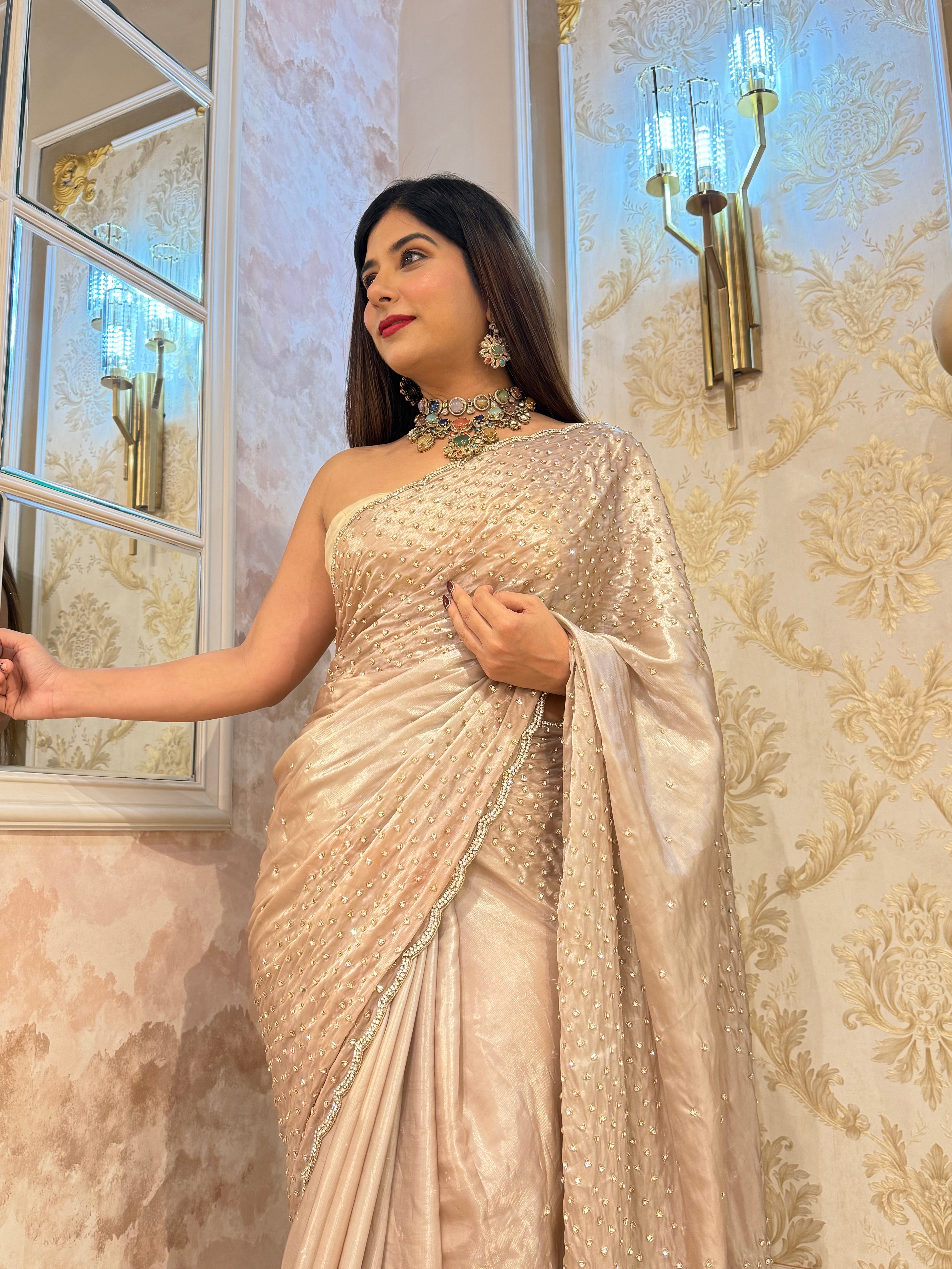 Beige Raina Organza Saree