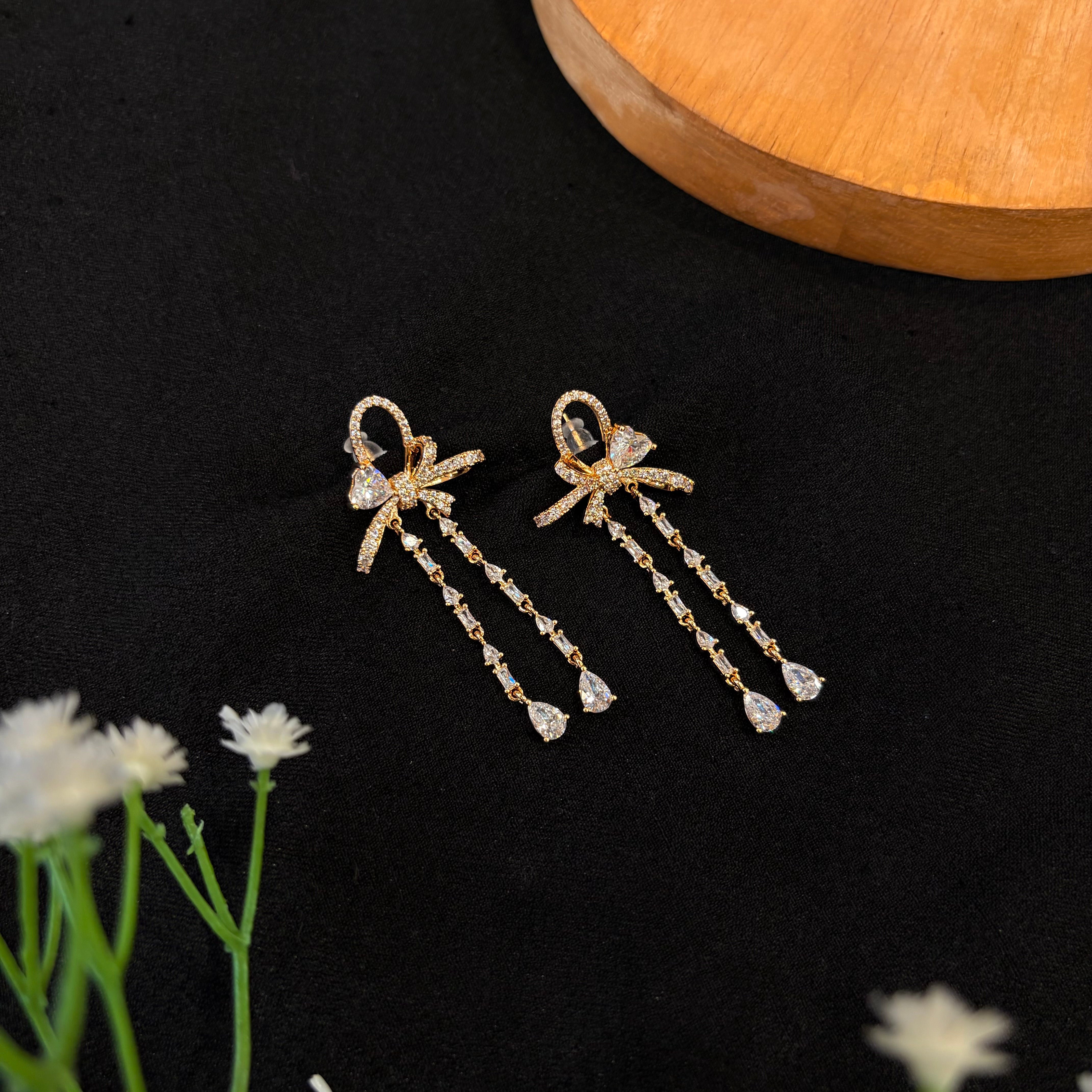 Elara Bow Drop Earrings
