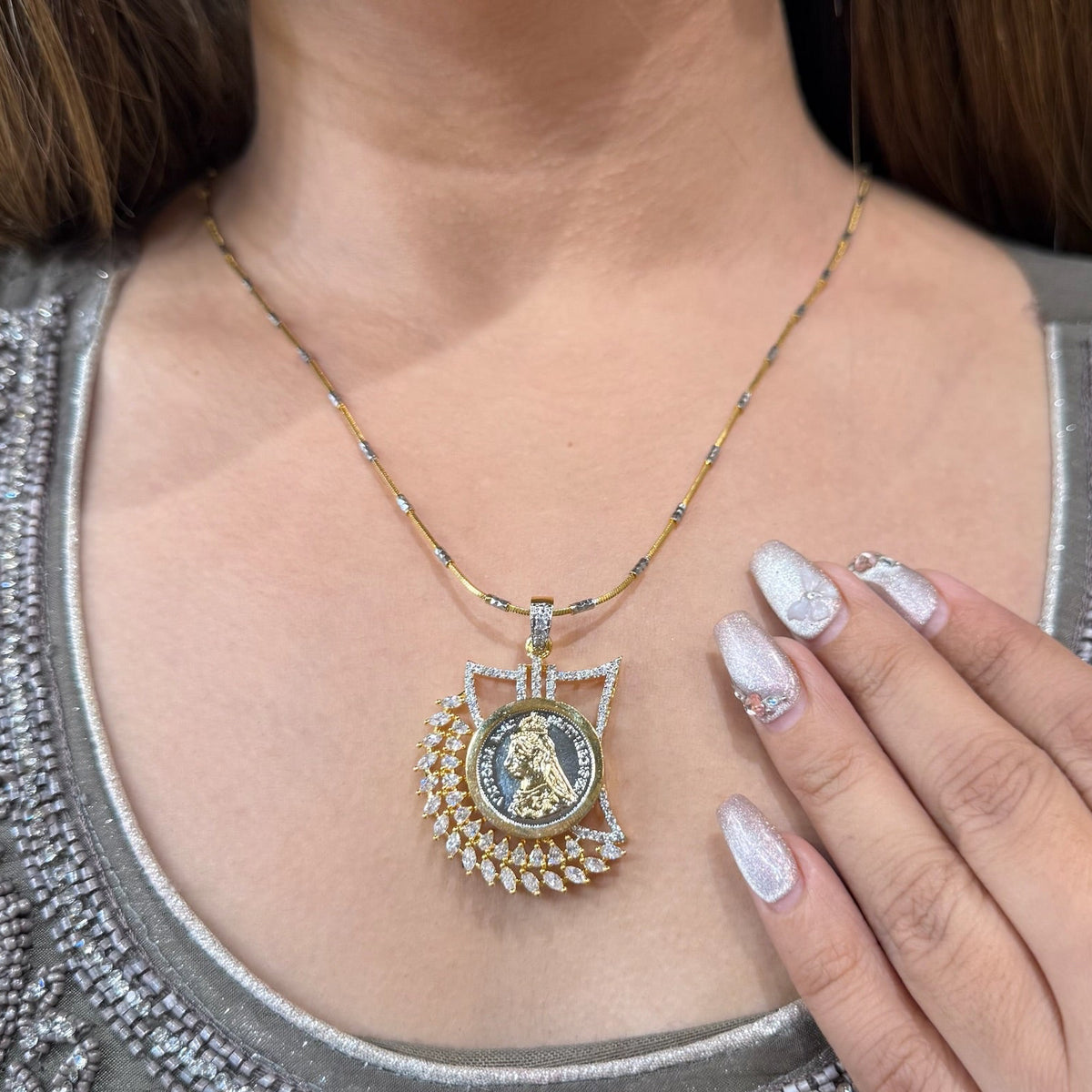 AD Zara coin Pendant Set