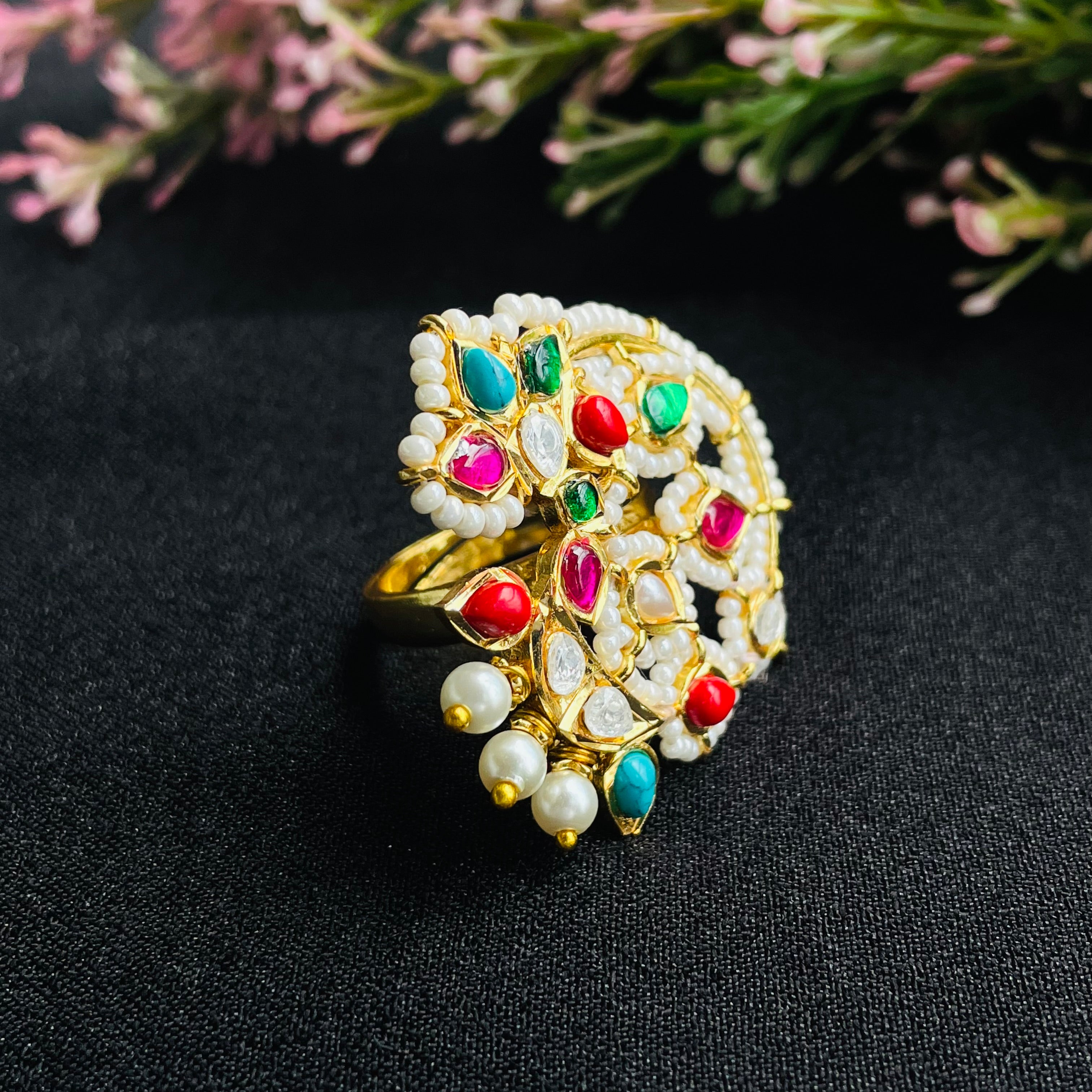 Nayaab multi pearl Ring