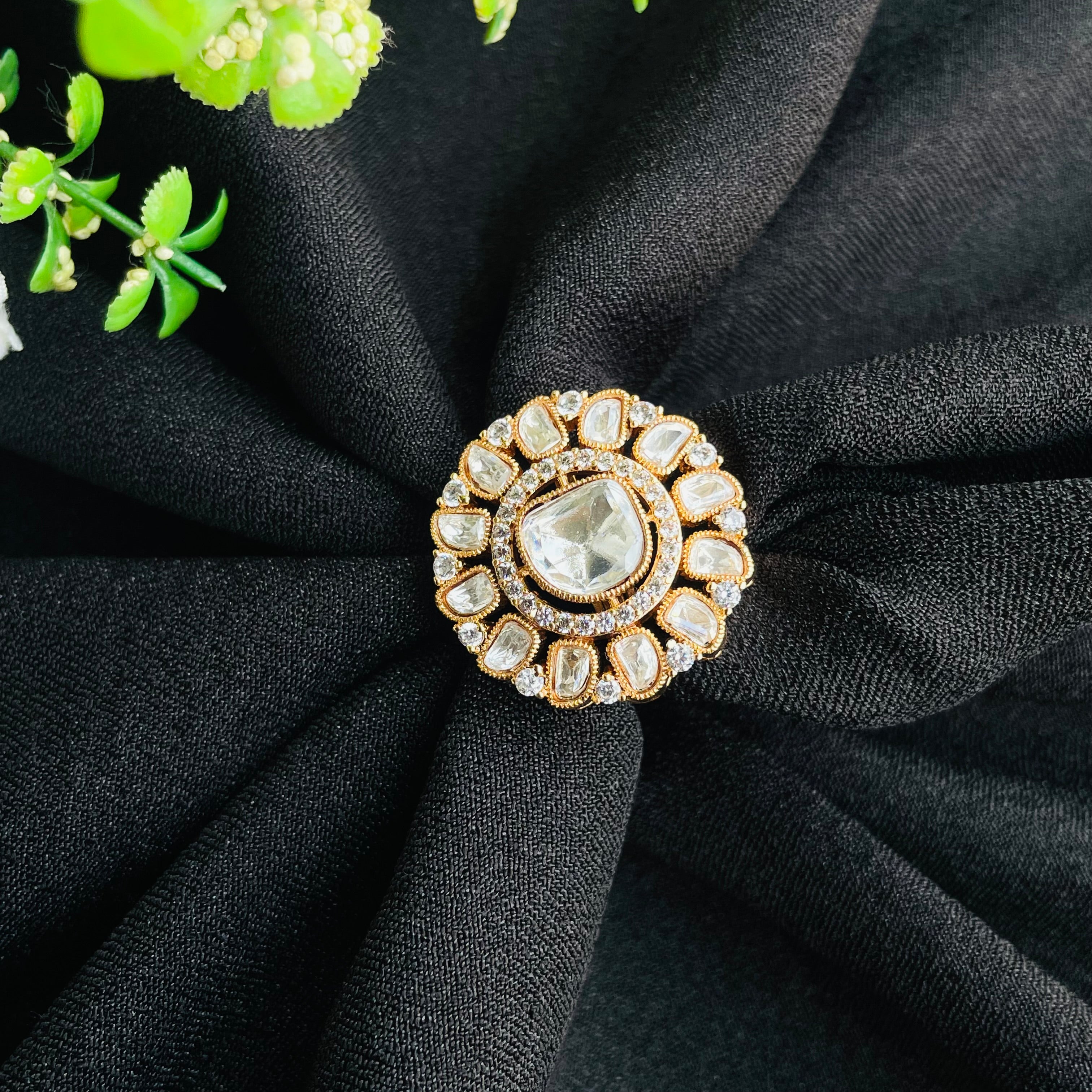 Nayaab Alima Polki Ring adjustable