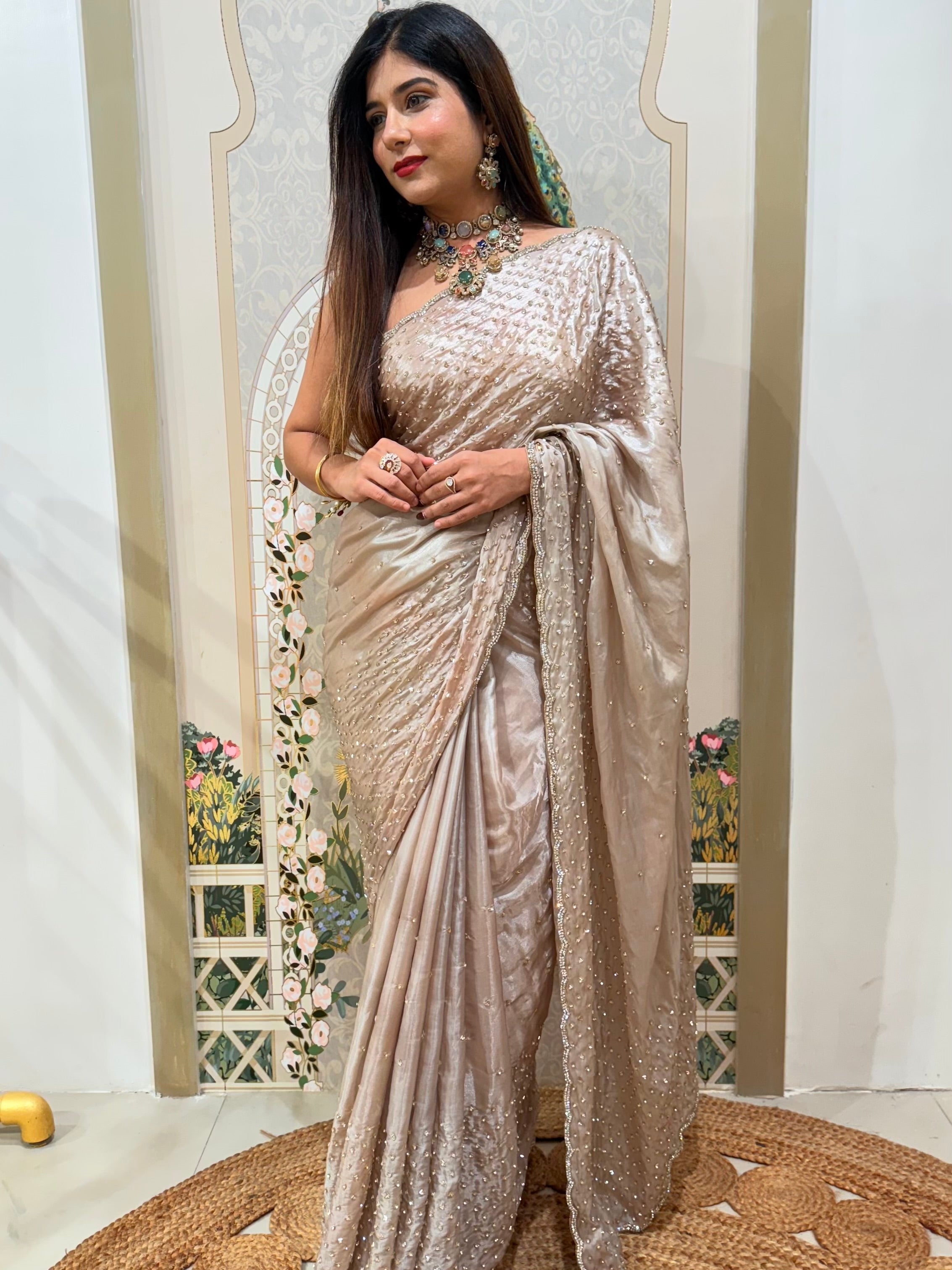Beige Raina Organza Saree