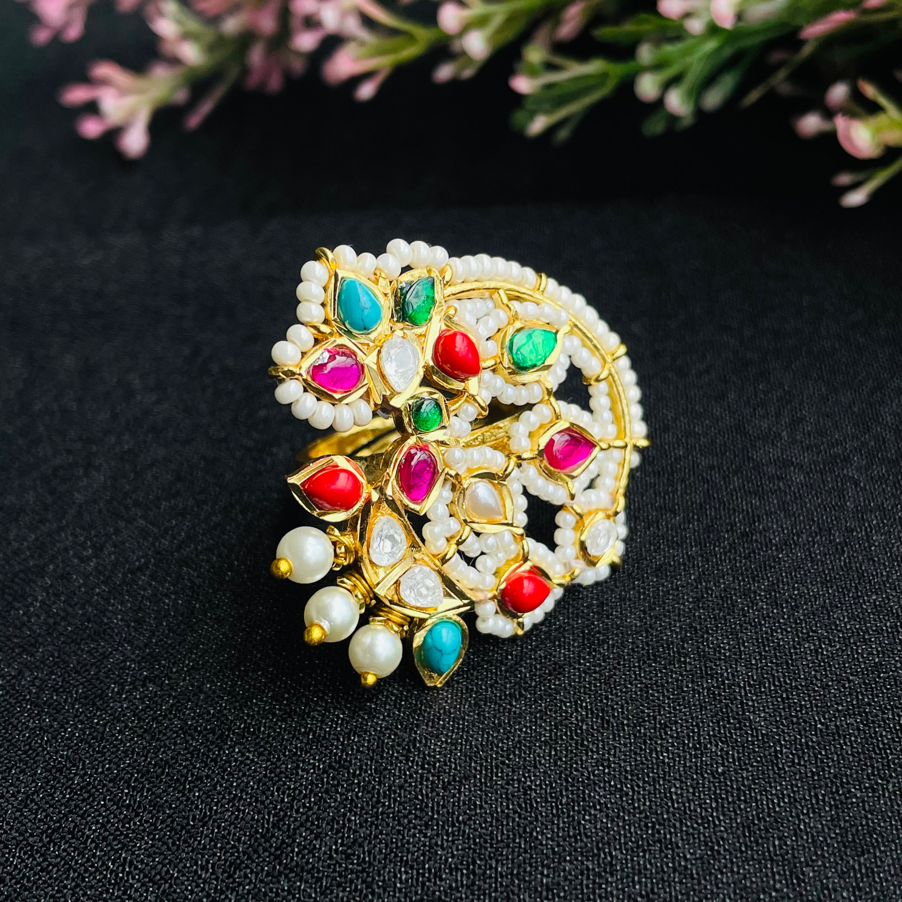 Nayaab multi pearl Ring