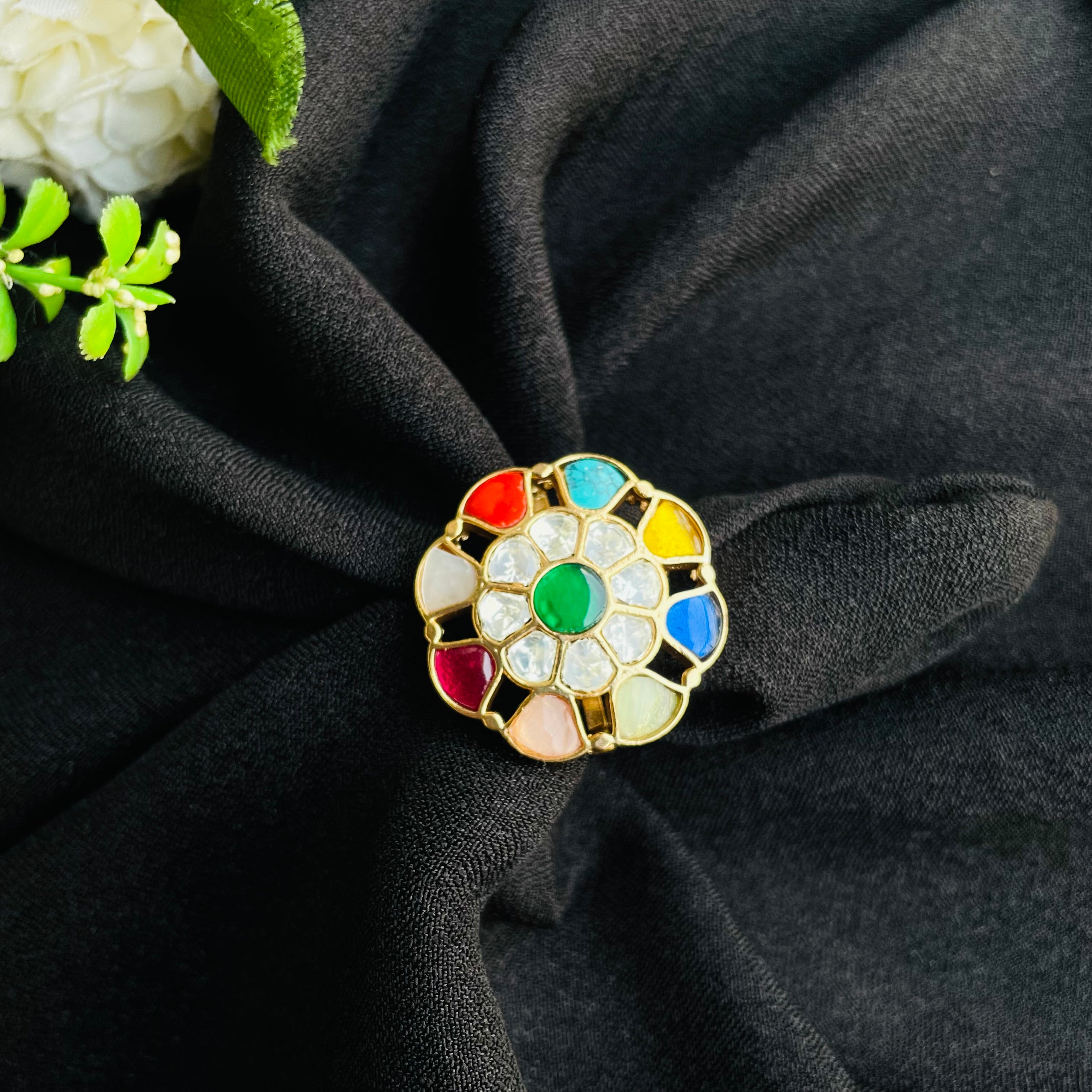 Nayaab Navaratna Polki Ring