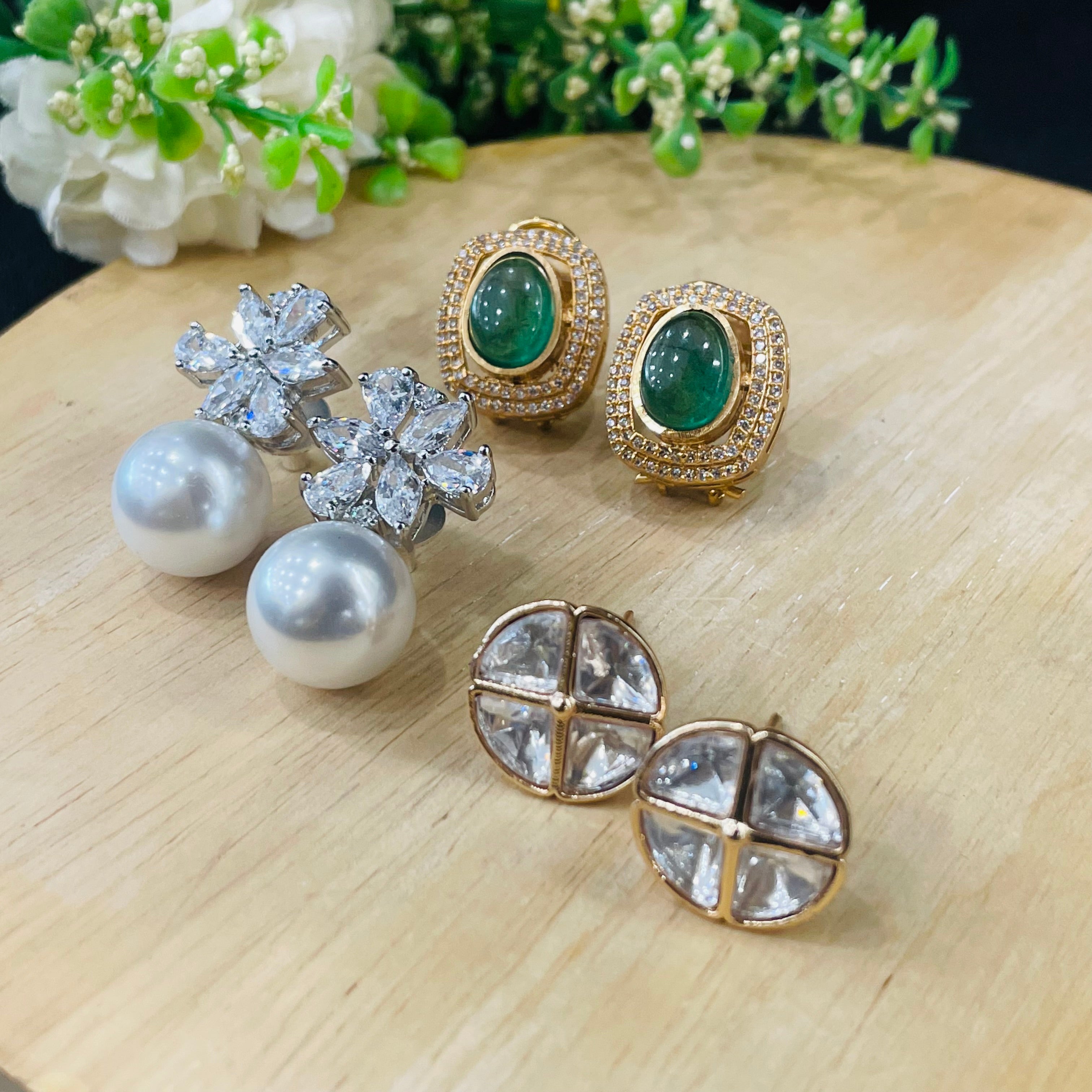 Nayaab Polki With Ad Studs Combo