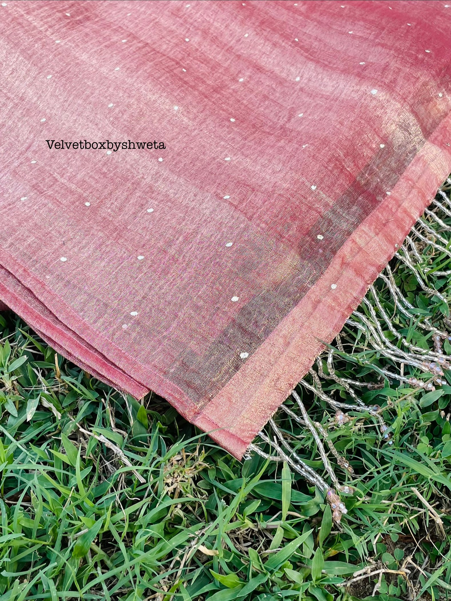 Rosy Pink Mukaish Tissue Saree
