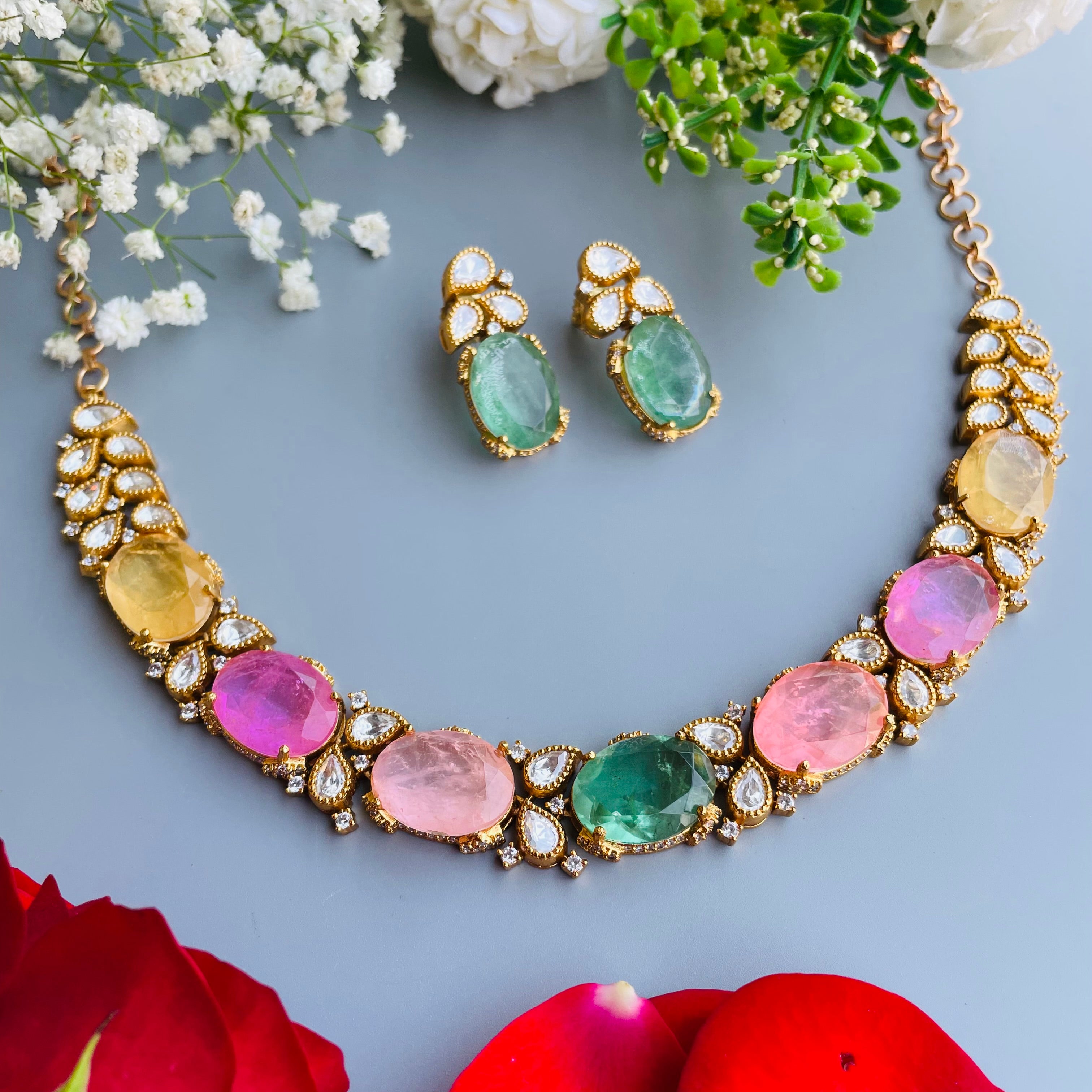 Nayaab Navratna Multi  Neckpiece