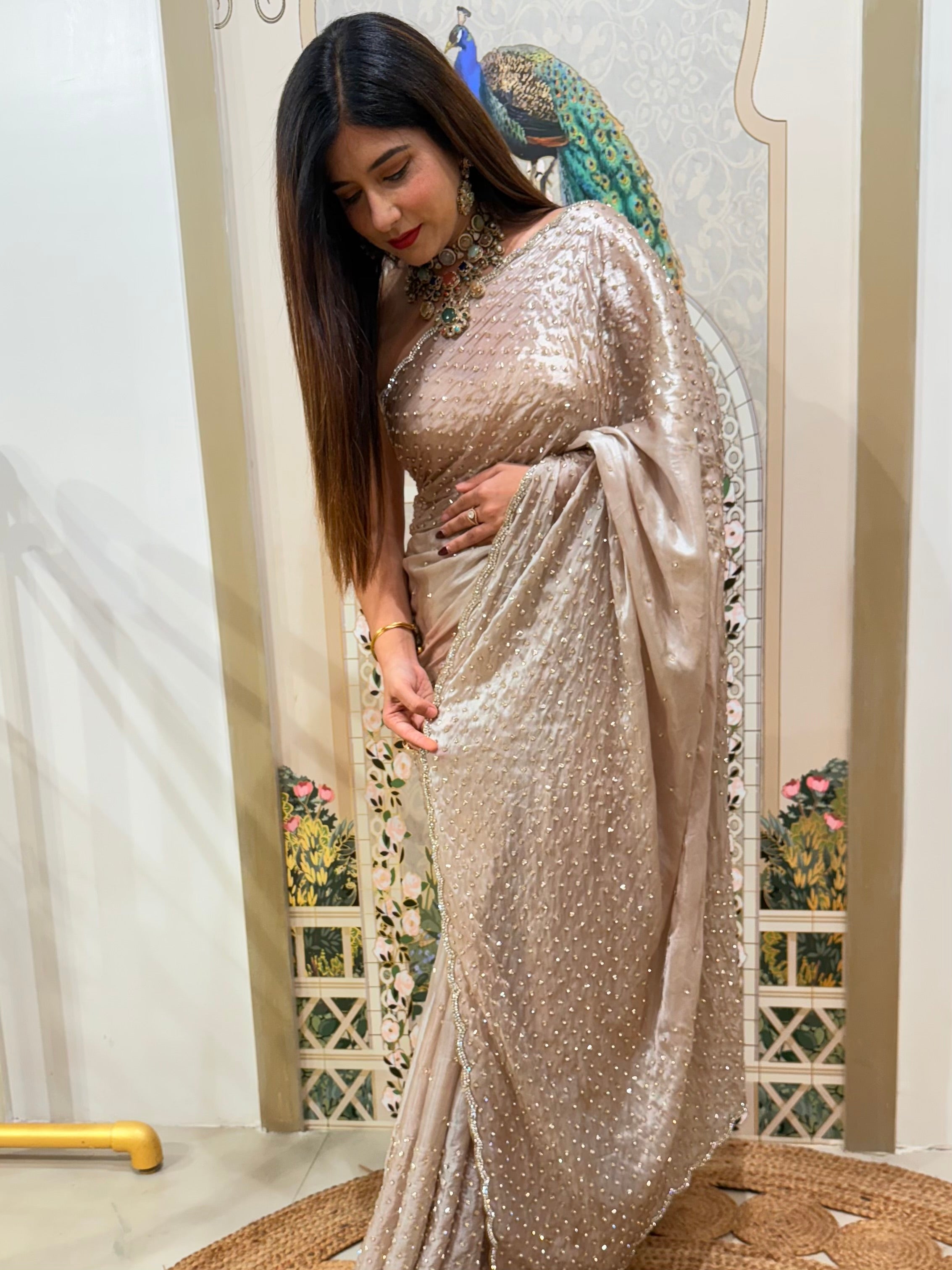 Beige Raina Organza Saree