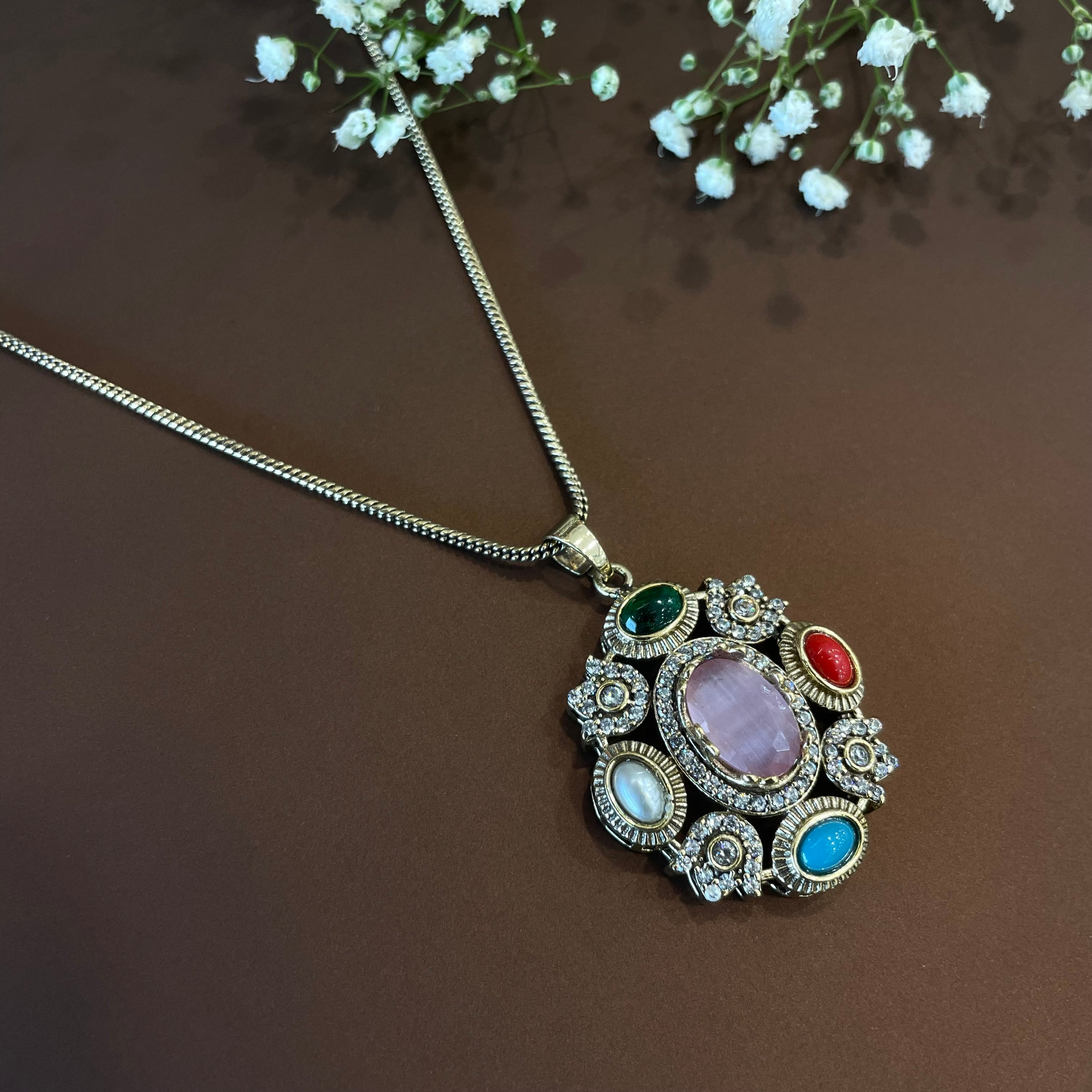 Nayaab Tarini Combo set - pendant,studs,ring-adjustable