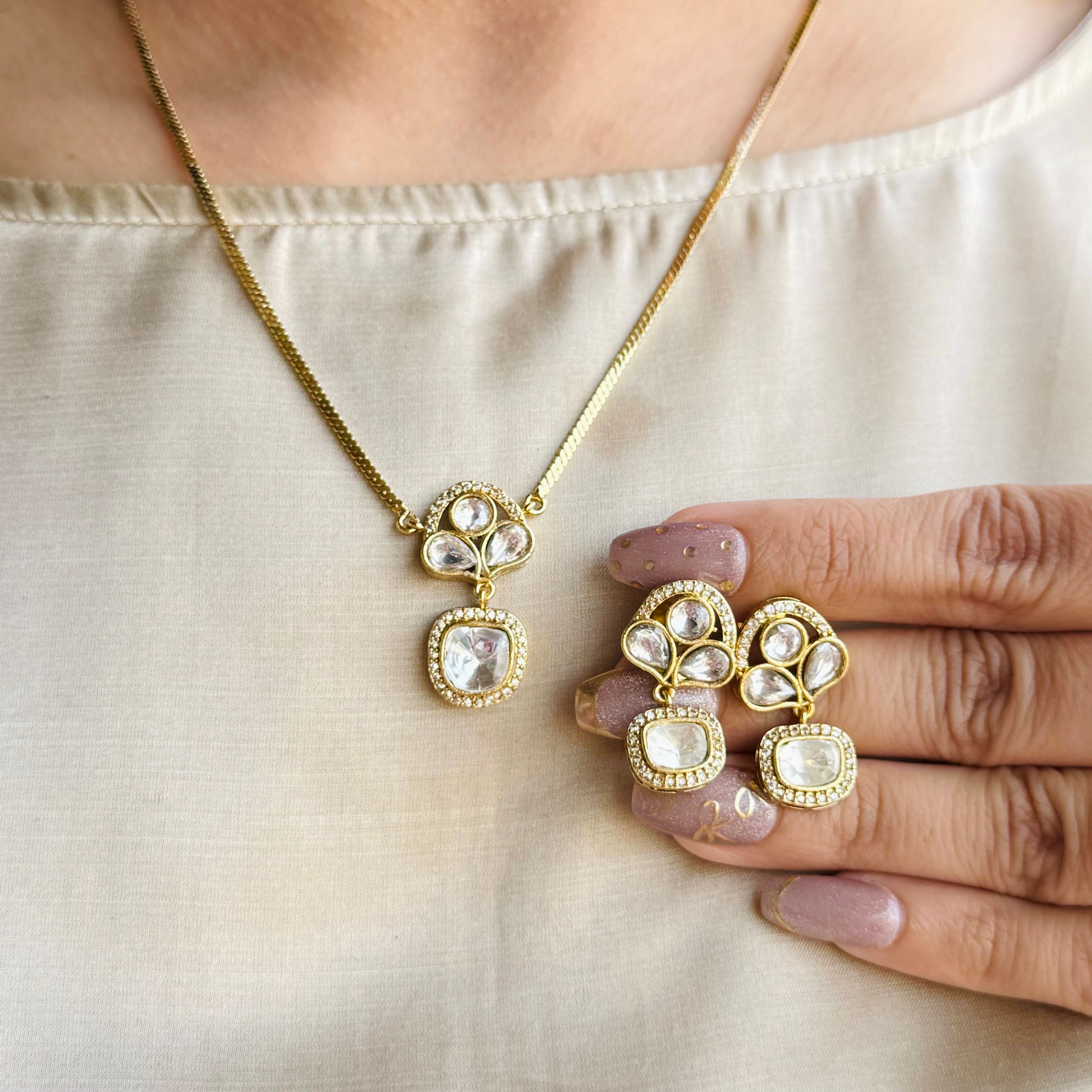 Nayaab Rubi Polki Pendant Neckpiece