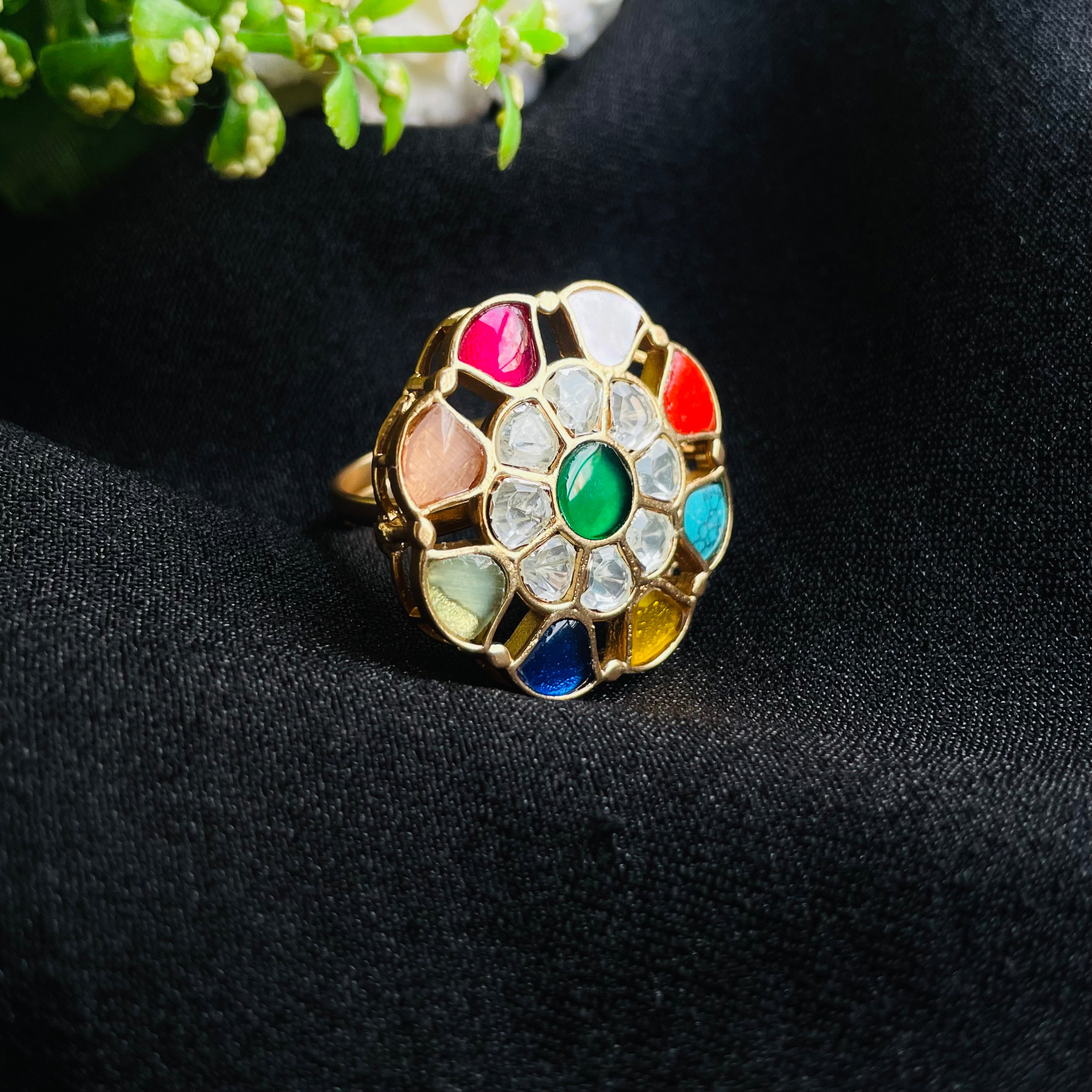 Nayaab Navaratna Polki Ring