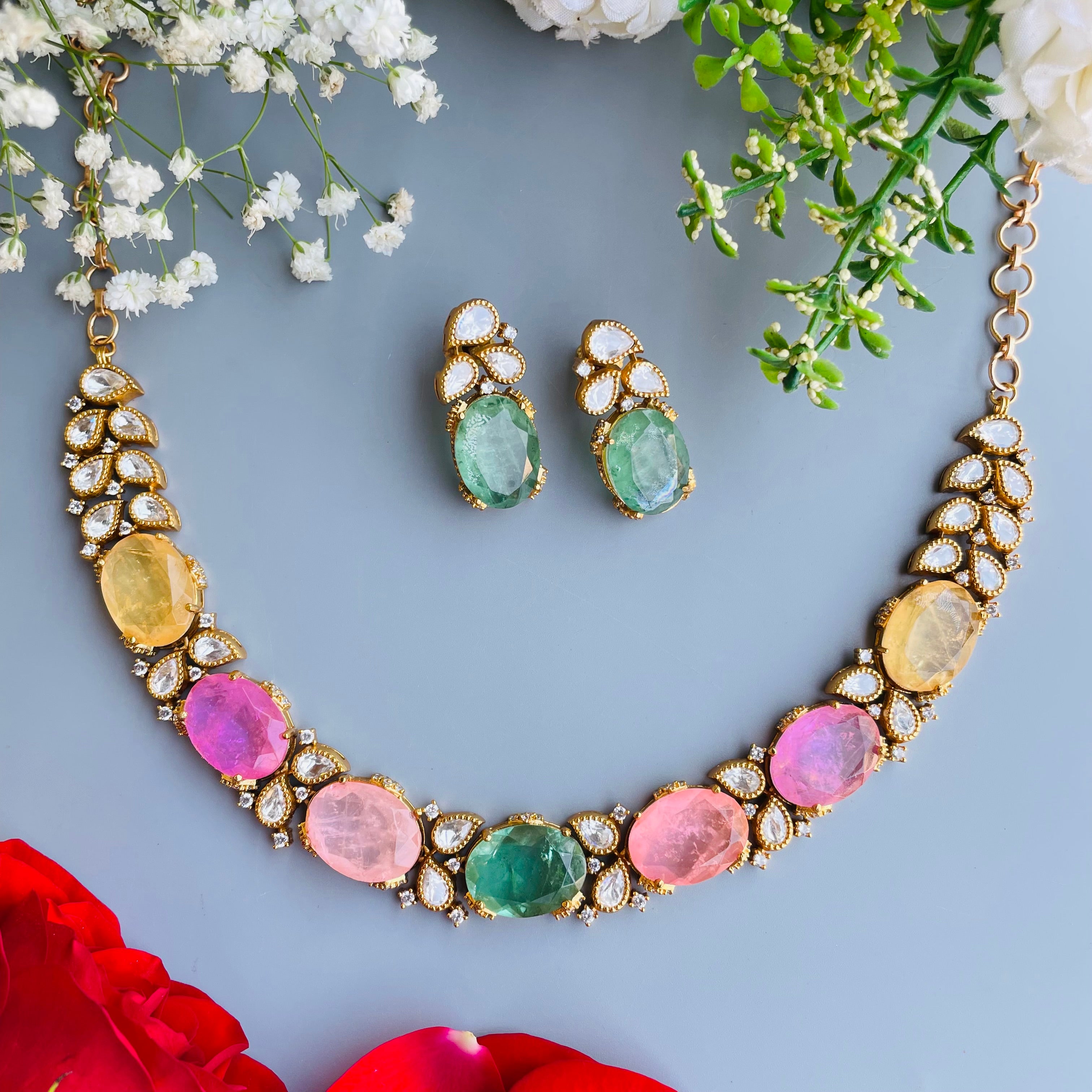 Nayaab Navratna Multi Neckpiece