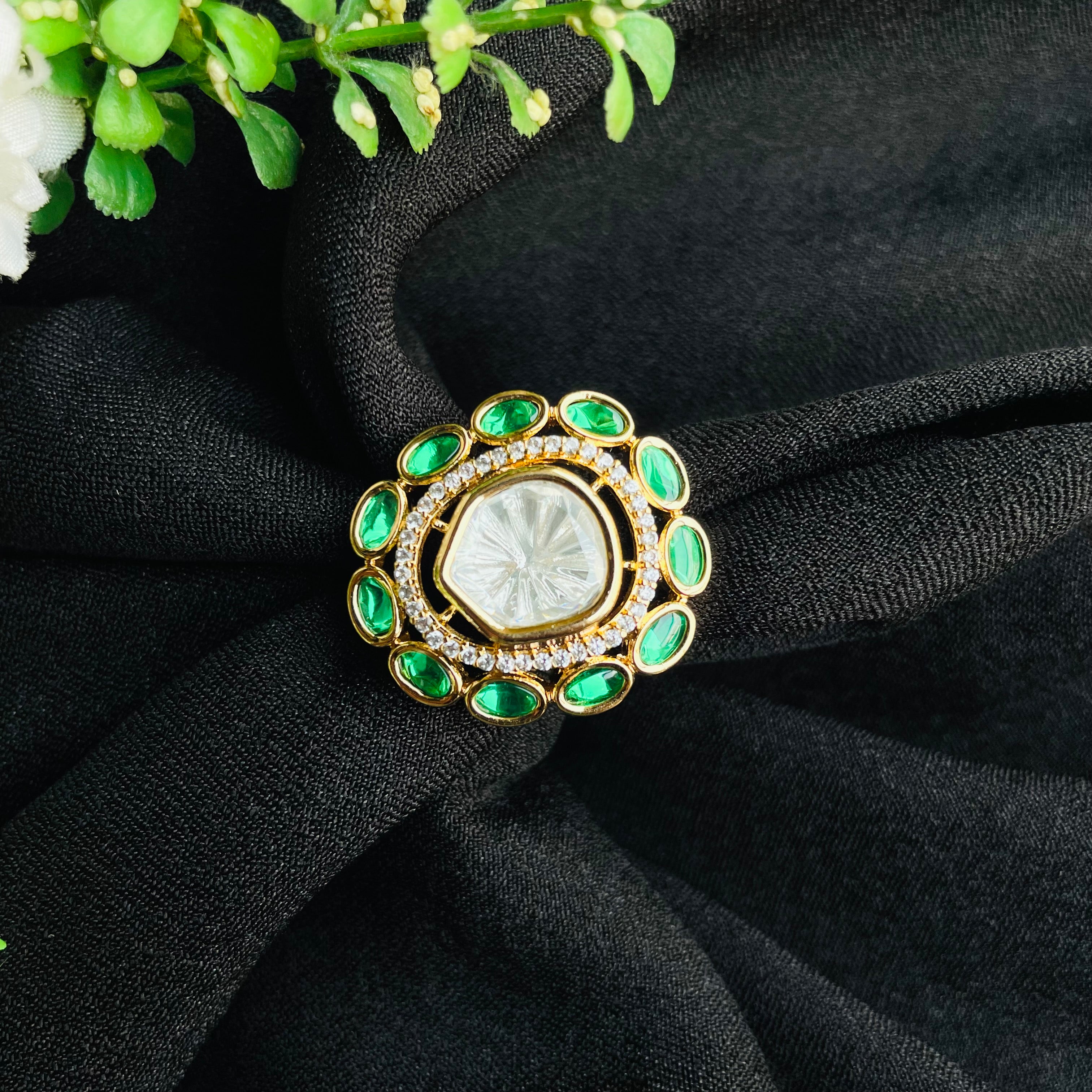 Nayaab Anvi Polki Ring adjustable