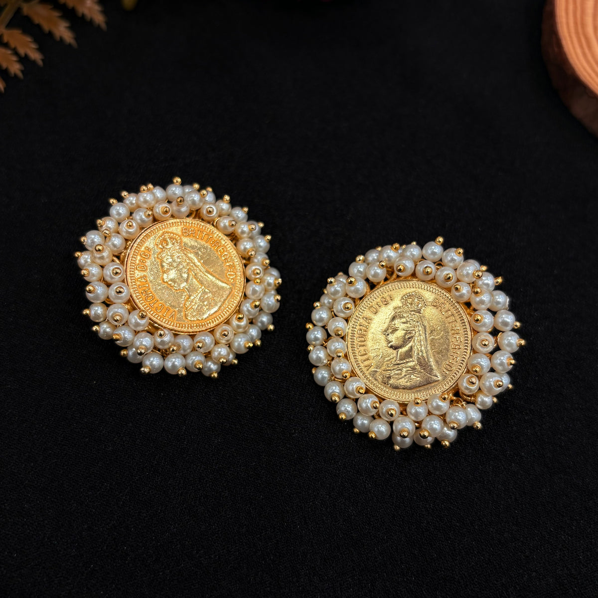 Madhavi Pearl Medallion Earrings