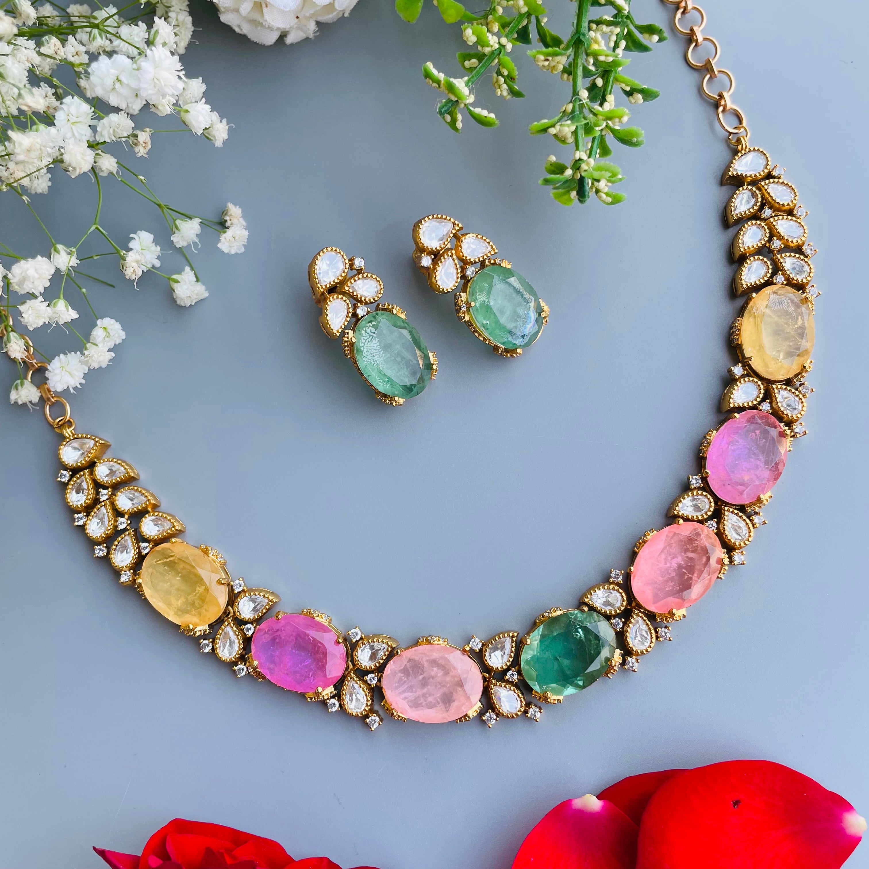 Nayaab Navratna Multi Neckpiece