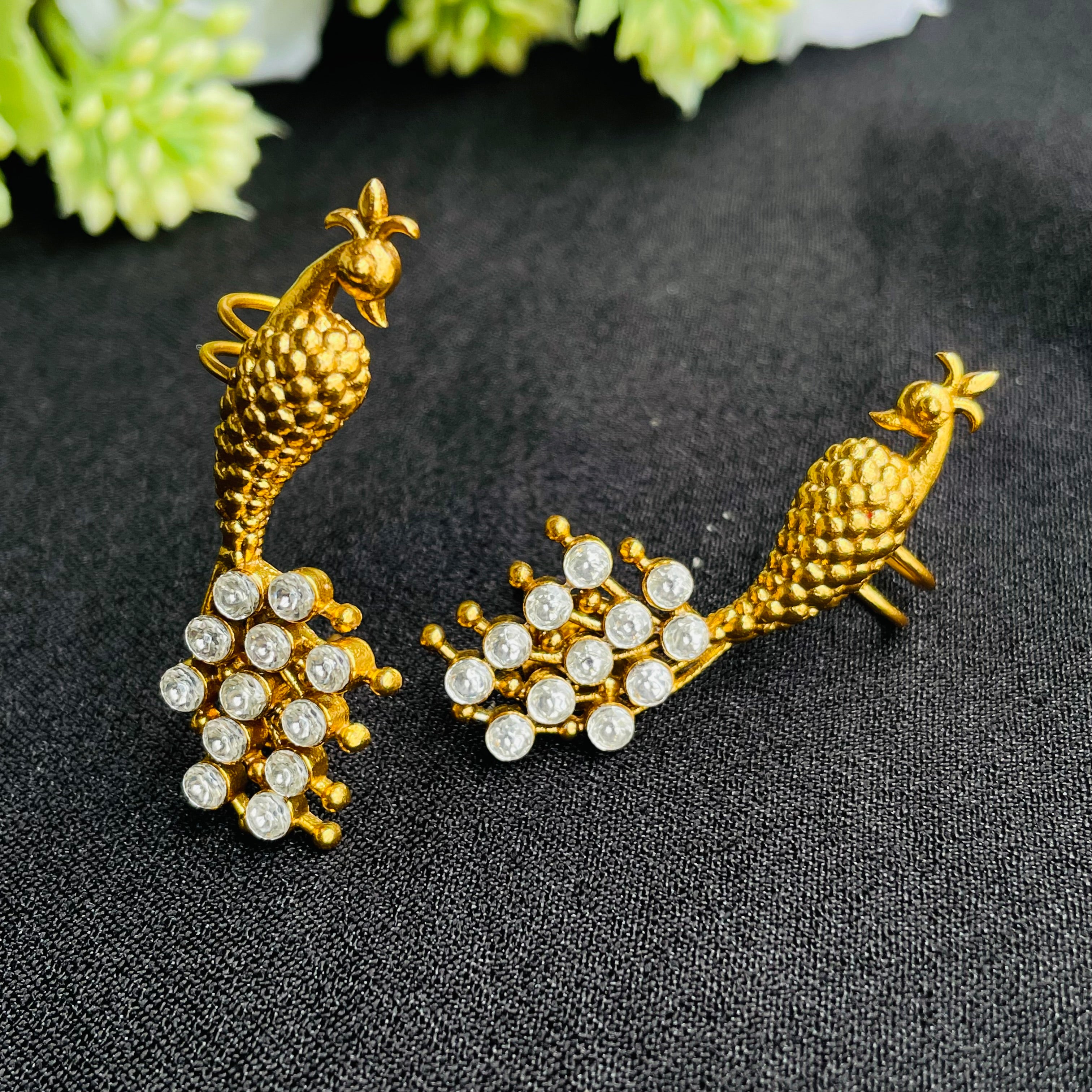 Nayaab Golden Peacock Polki Earcuff