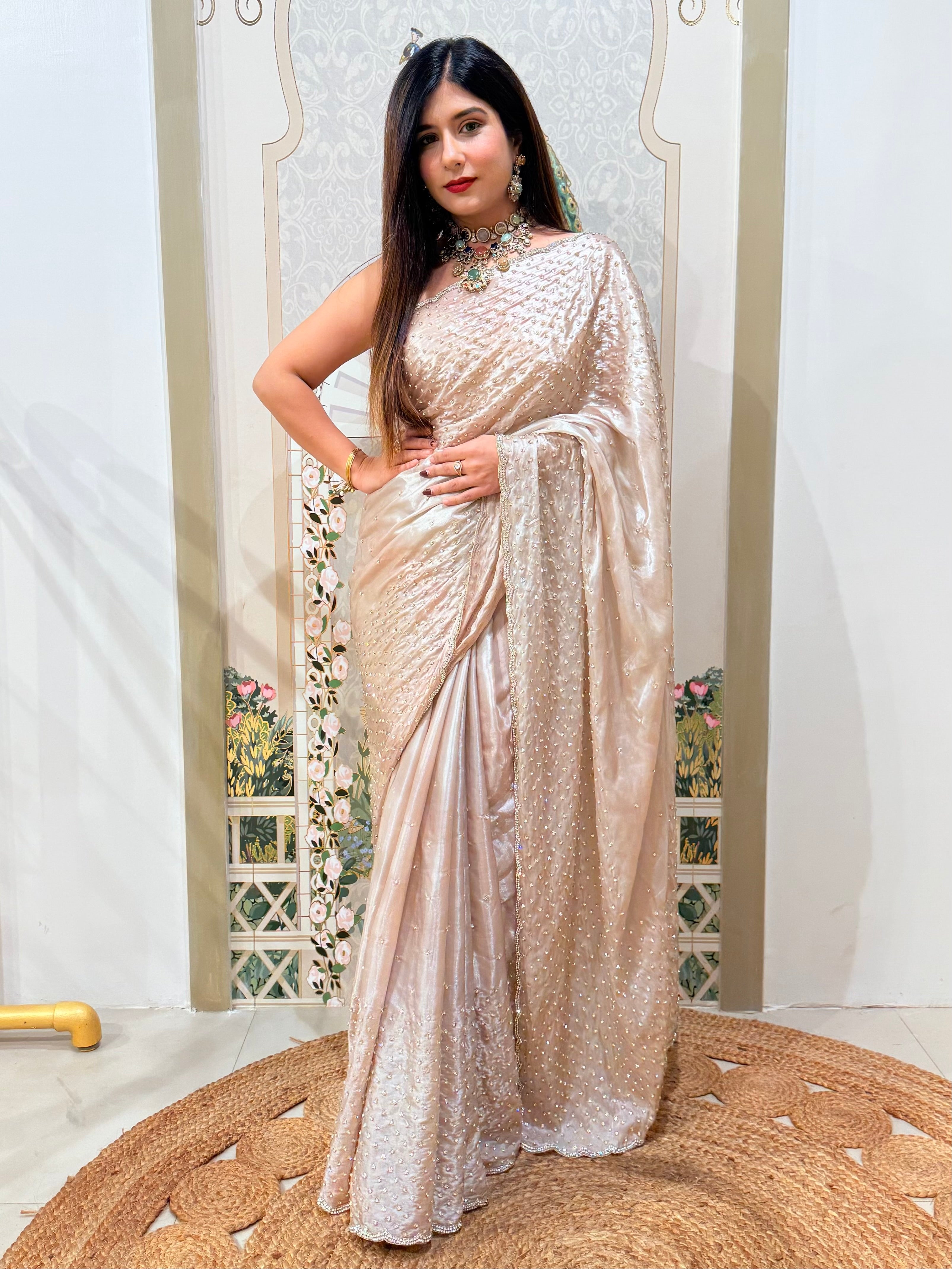 Beige Raina Organza Saree