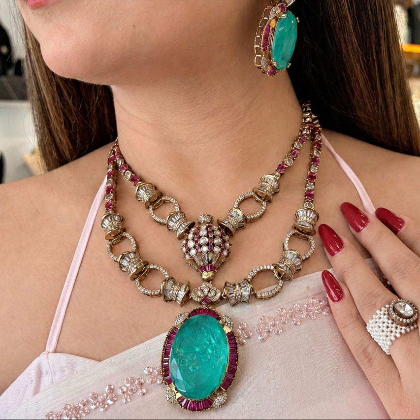 Zareen Emerald Royale Neckpiece