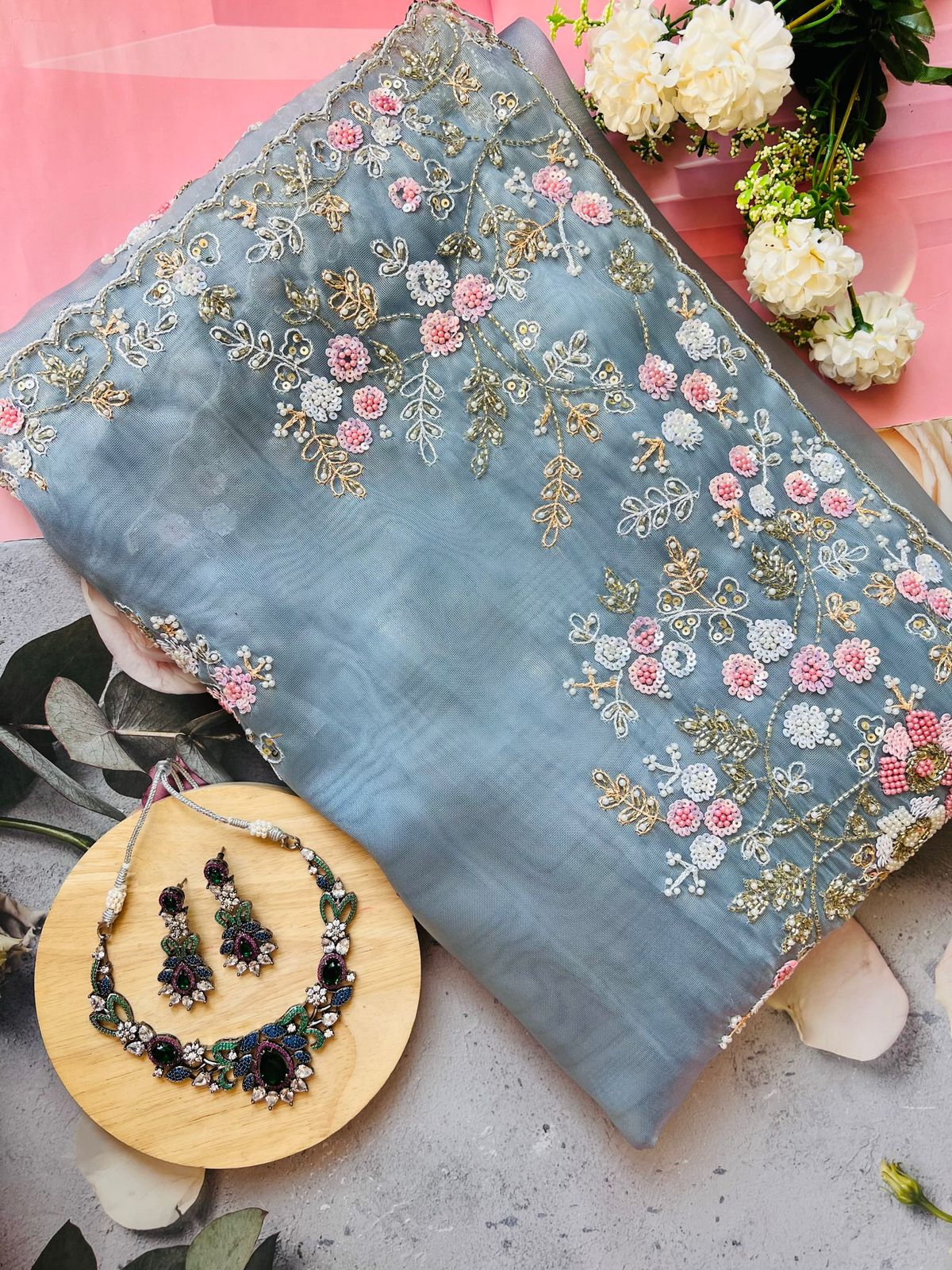 Blue valley Organza Saree
