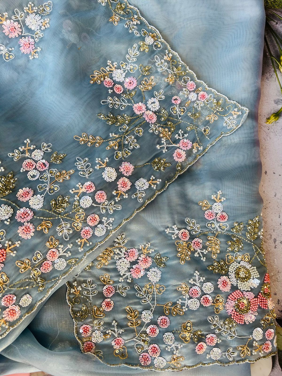 Blue valley Organza Saree