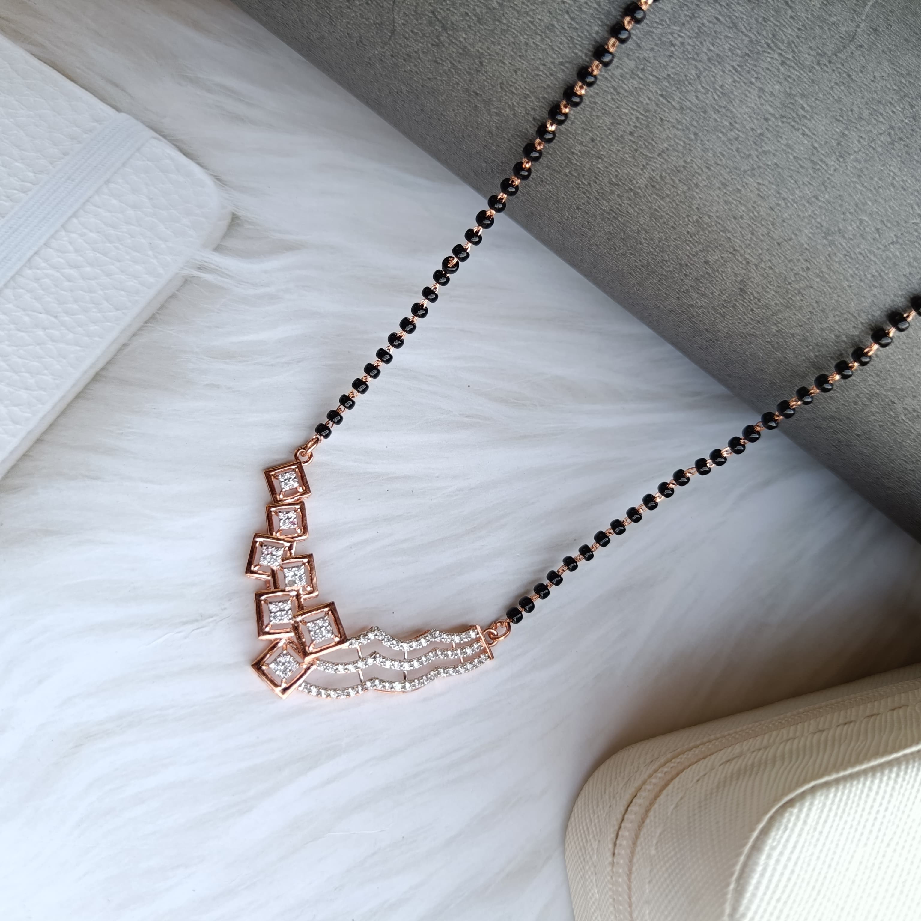 Sterling silver mangalsutra-1230 Rose gold