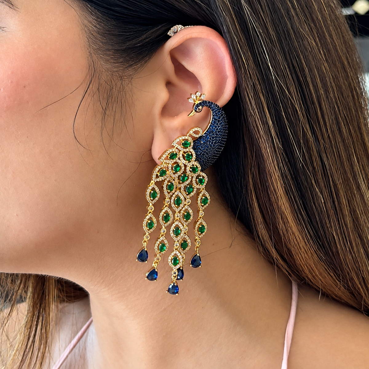 Peacock Earcuff