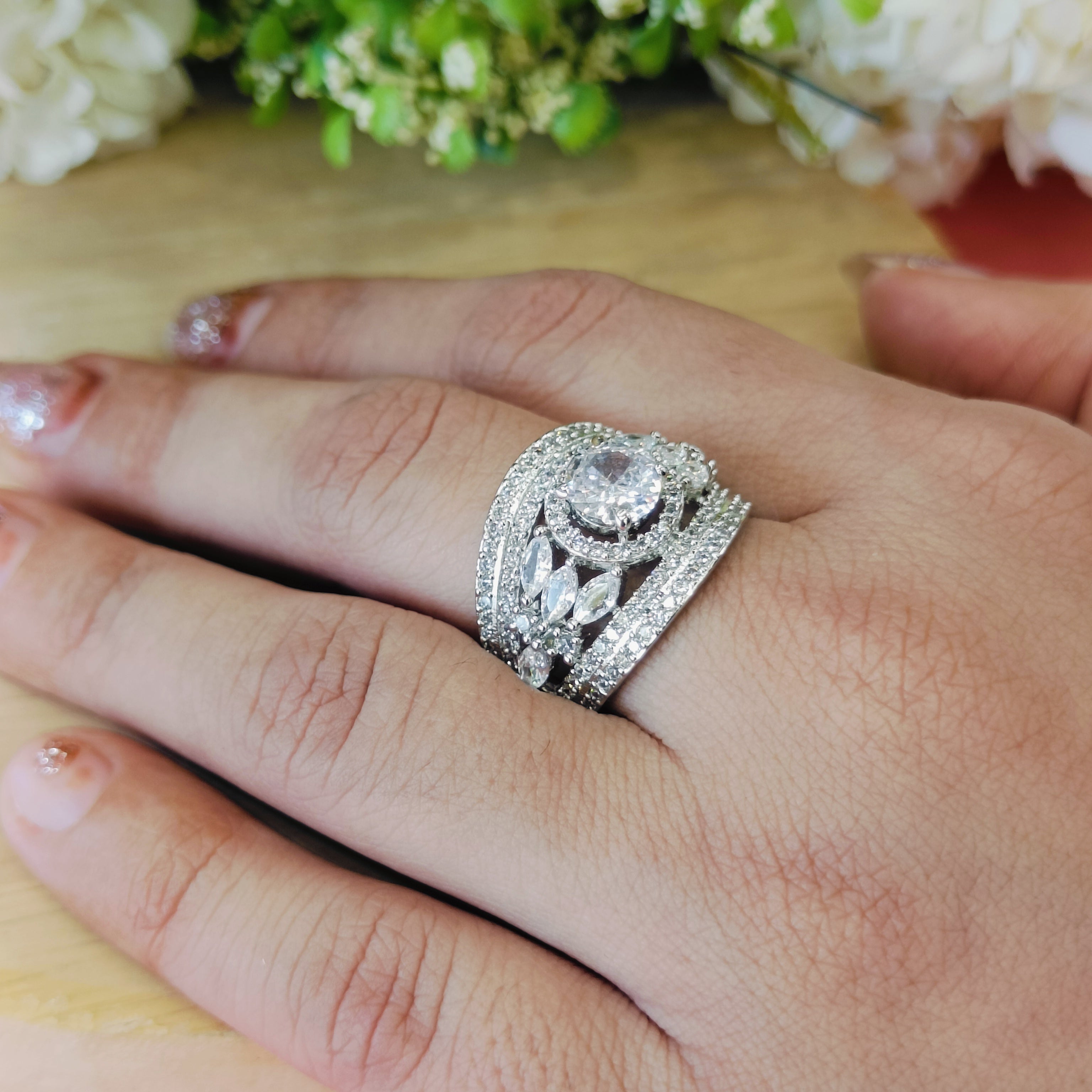 Vs Sterling Silver Cocktail Ring 196 8g