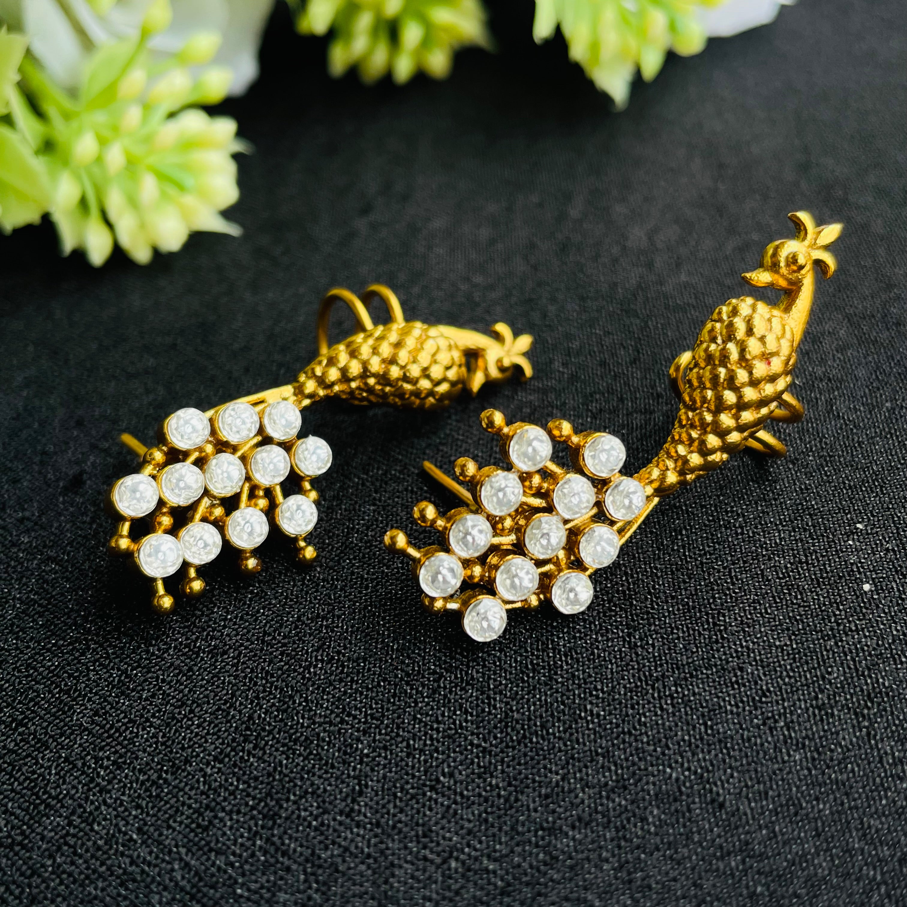 Nayaab Golden Peacock Polki Earcuff