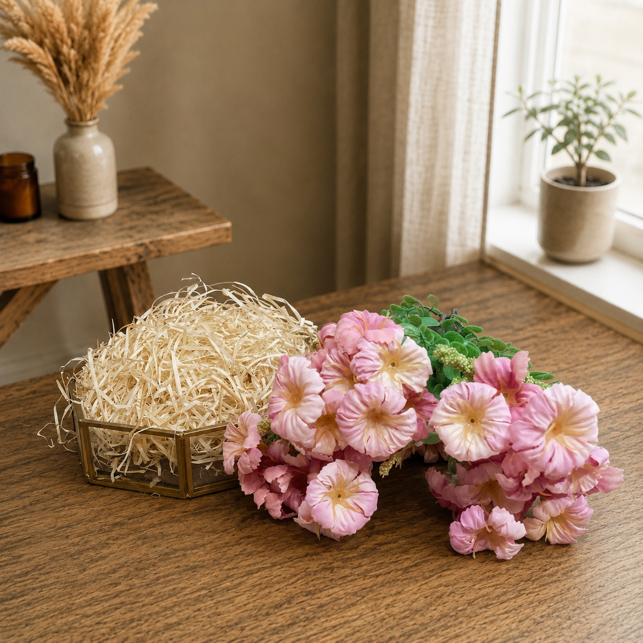 Artificial Flower & Grass Combo