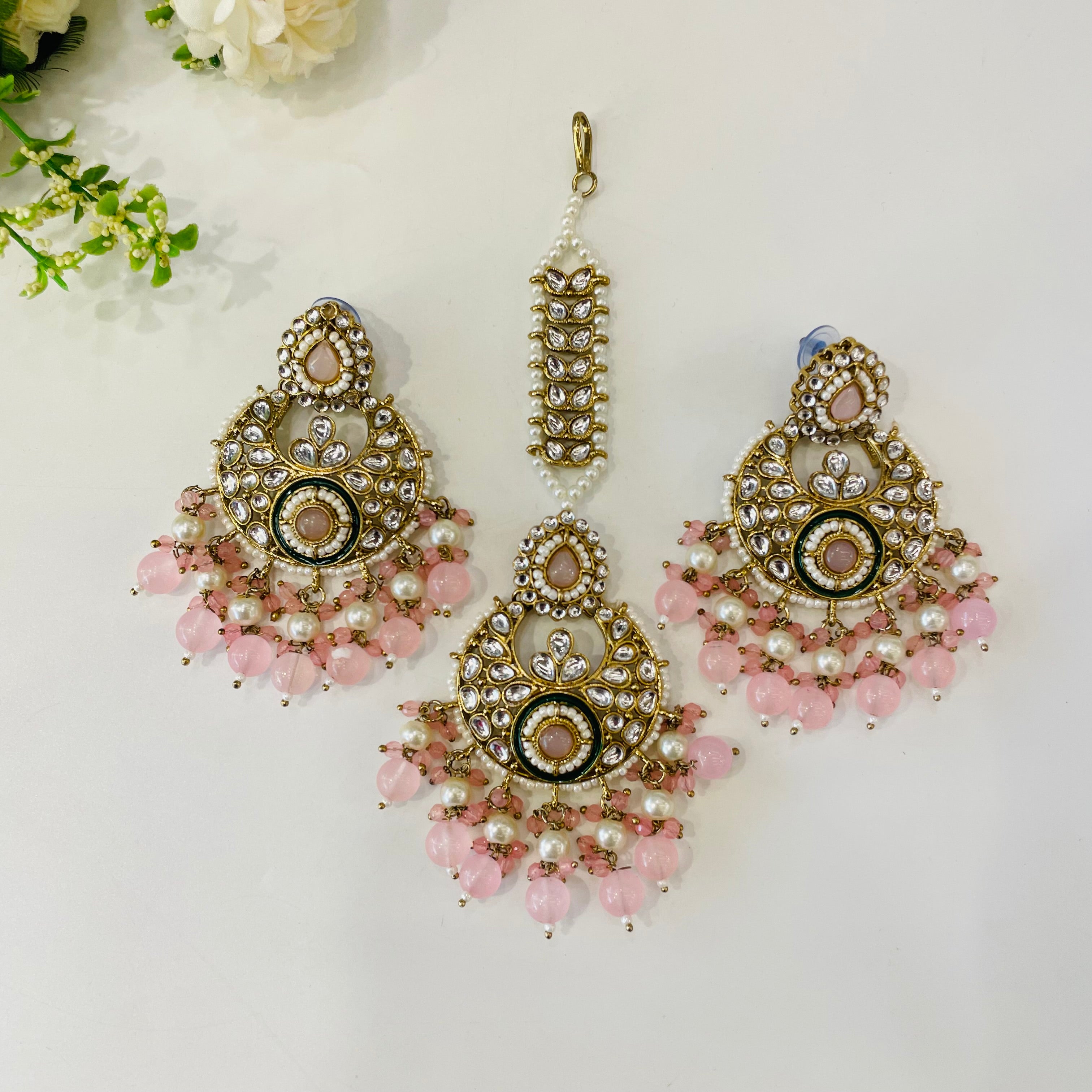 Nayaab Diya earrings with tikka