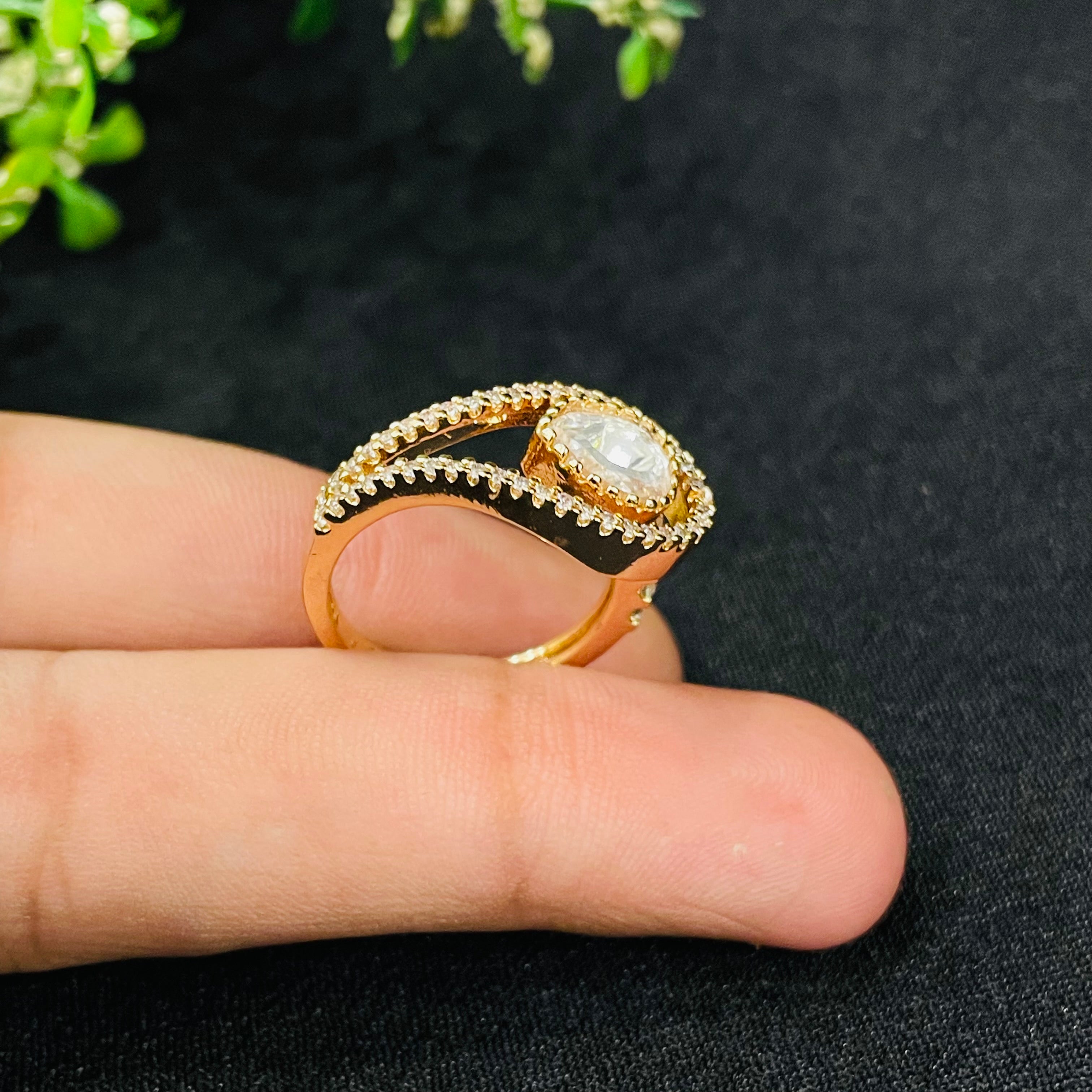 Nayaab Polki Ring with Ad studs combo