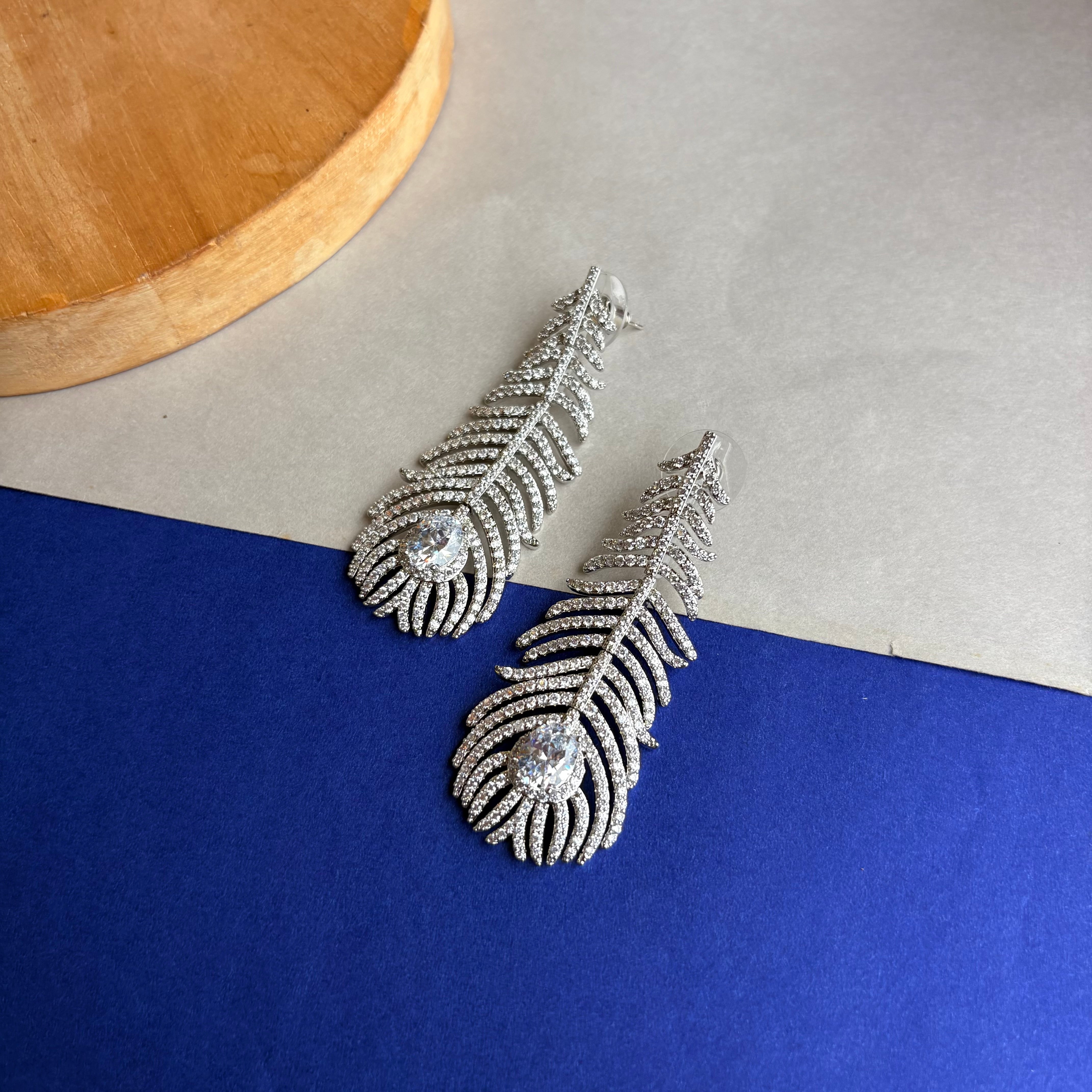 Aarohi Feather Drop Earrings