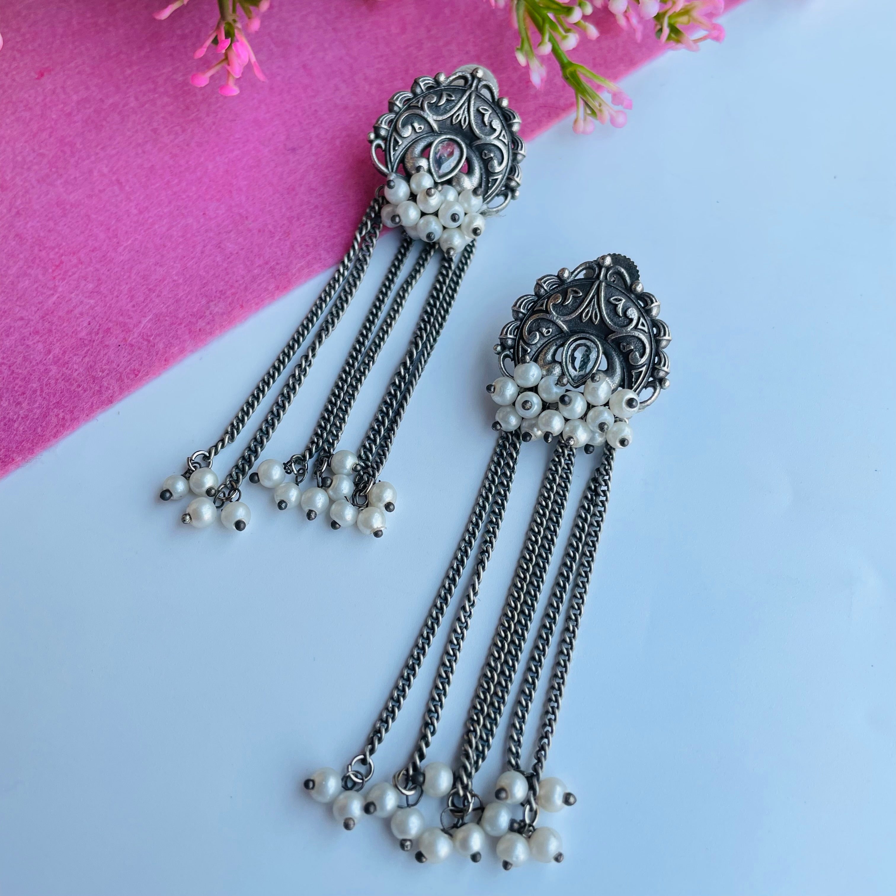 Inara Hanging Pearl Earrings