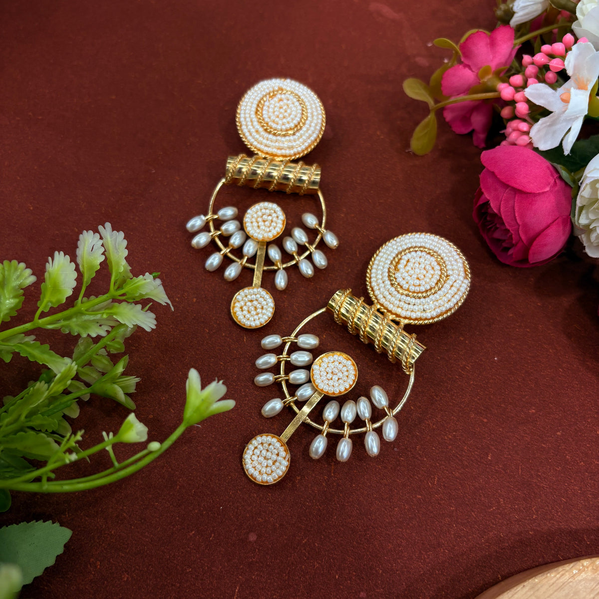 Mrinalika Pearl Chandeliers Earrings