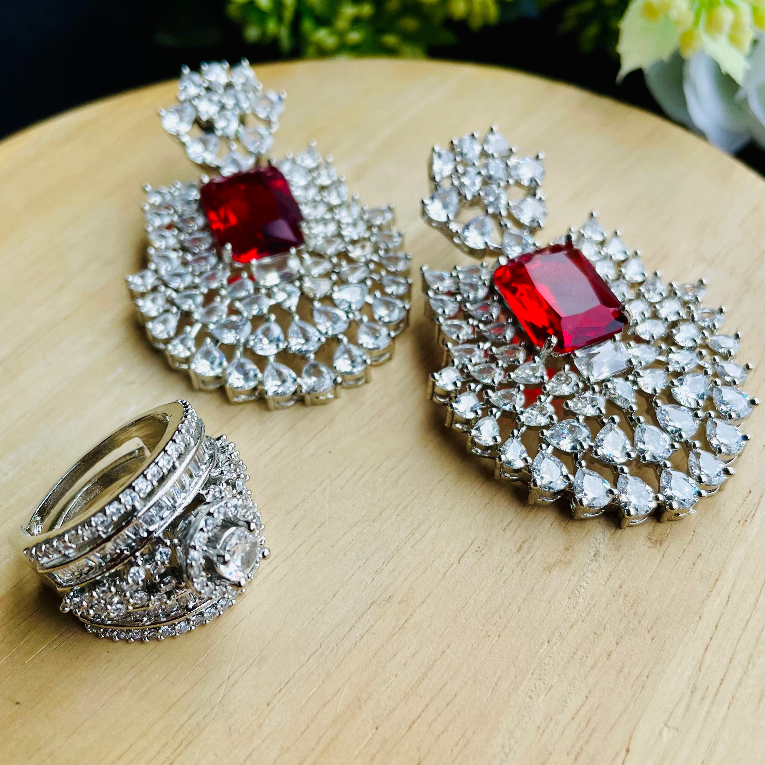 Ad Opal earrings and ring combo