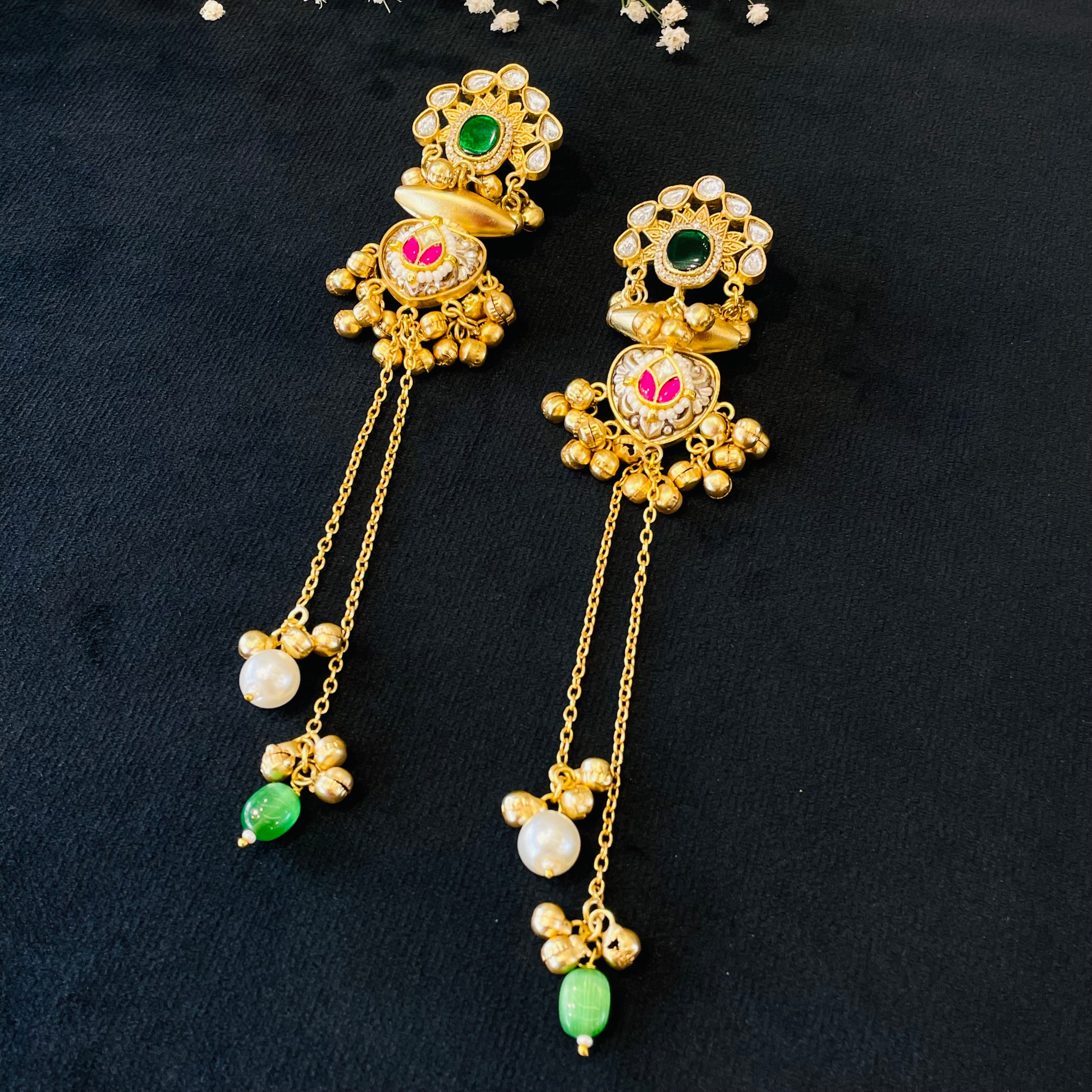 Nayaab Priya Long Fusion Earrings