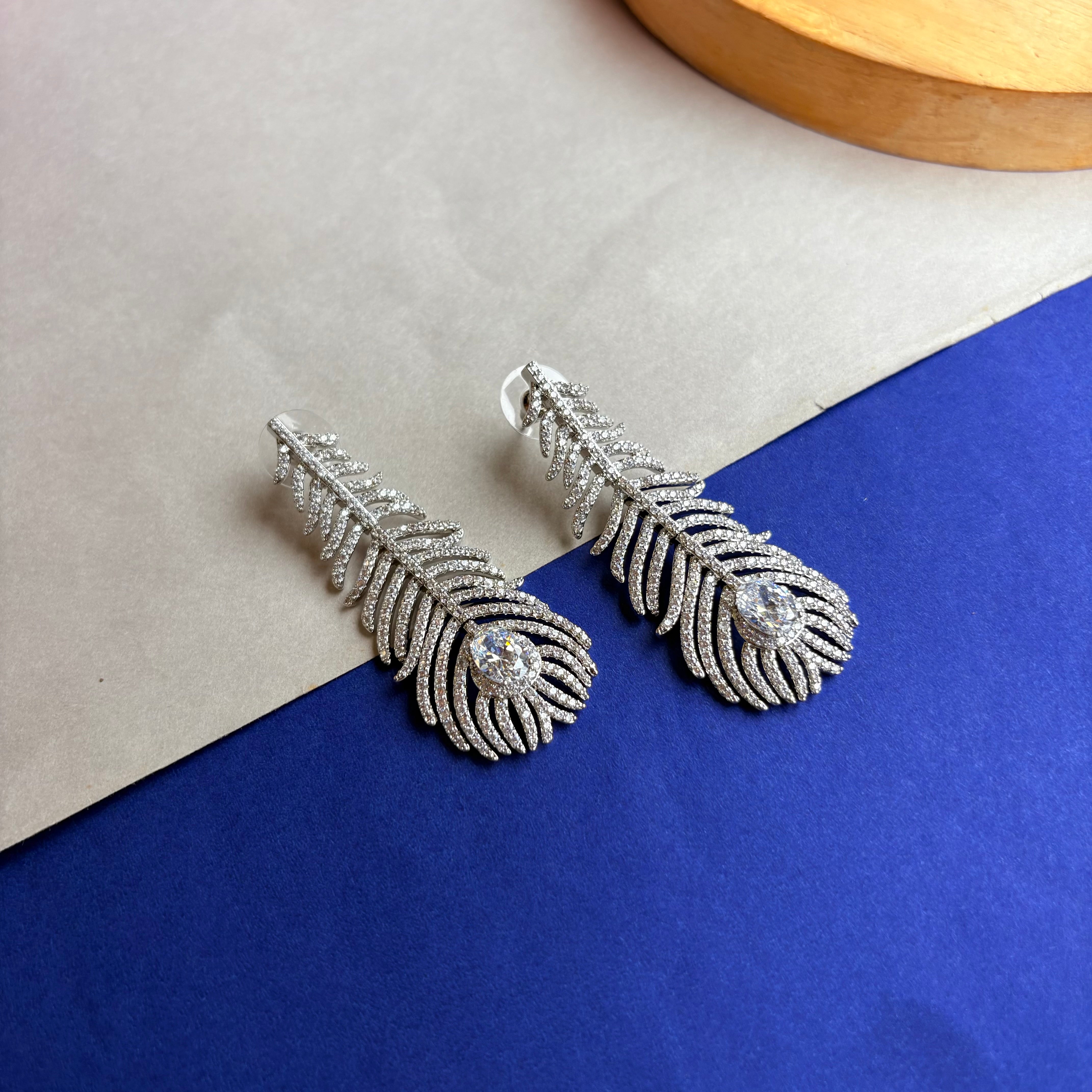 Aarohi Feather Drop Earrings