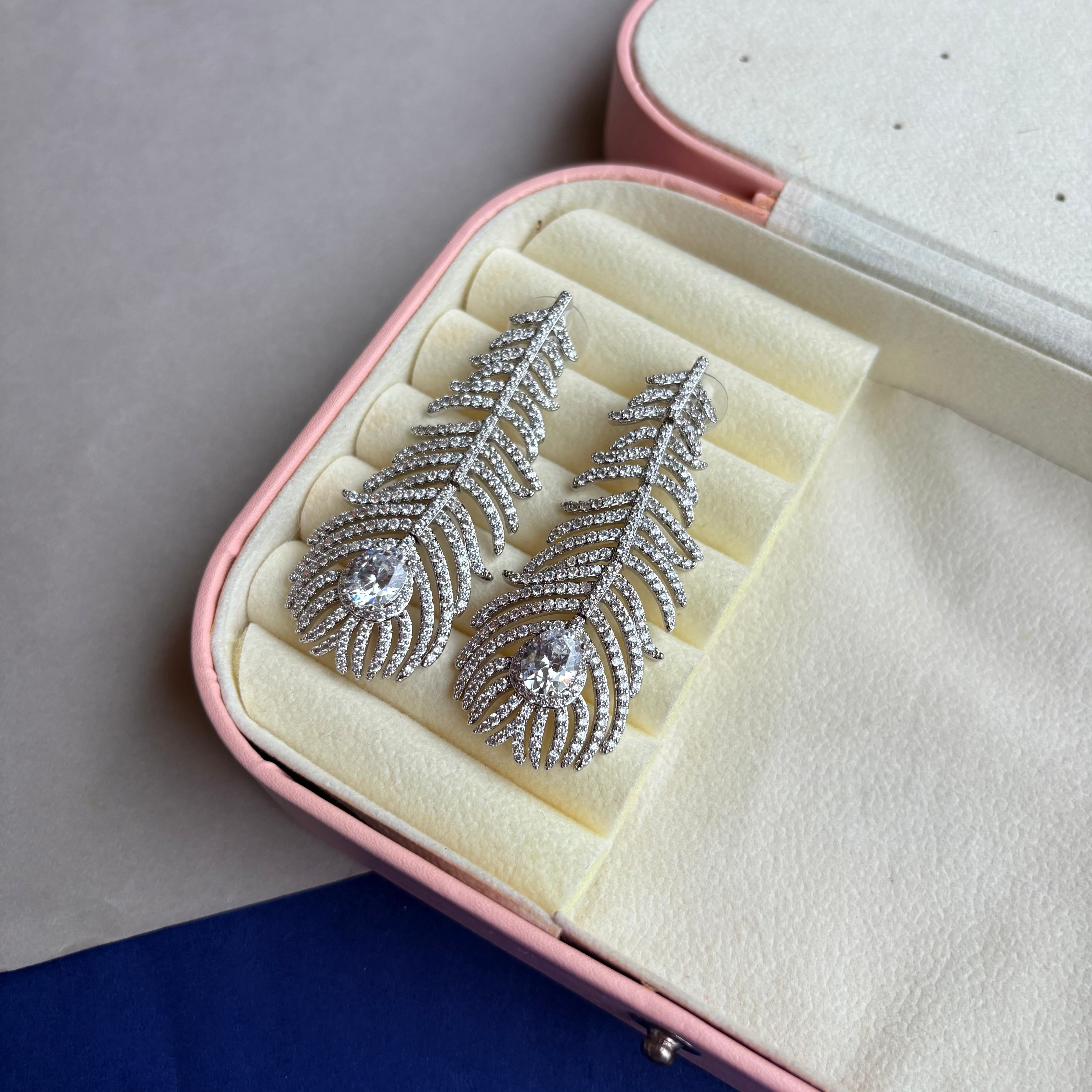 Aarohi Feather Drop Earrings