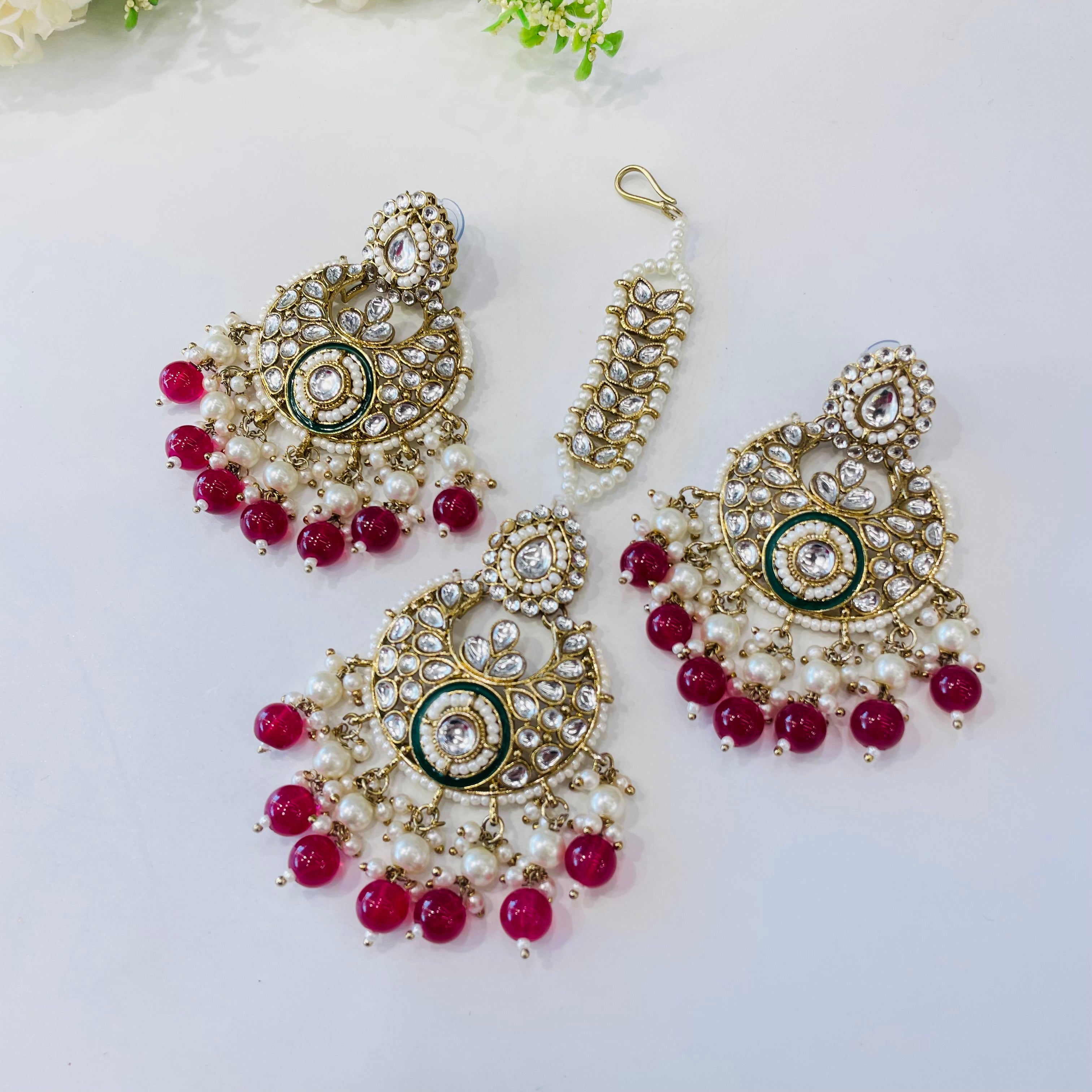 Nayaab Diya earrings with tikka