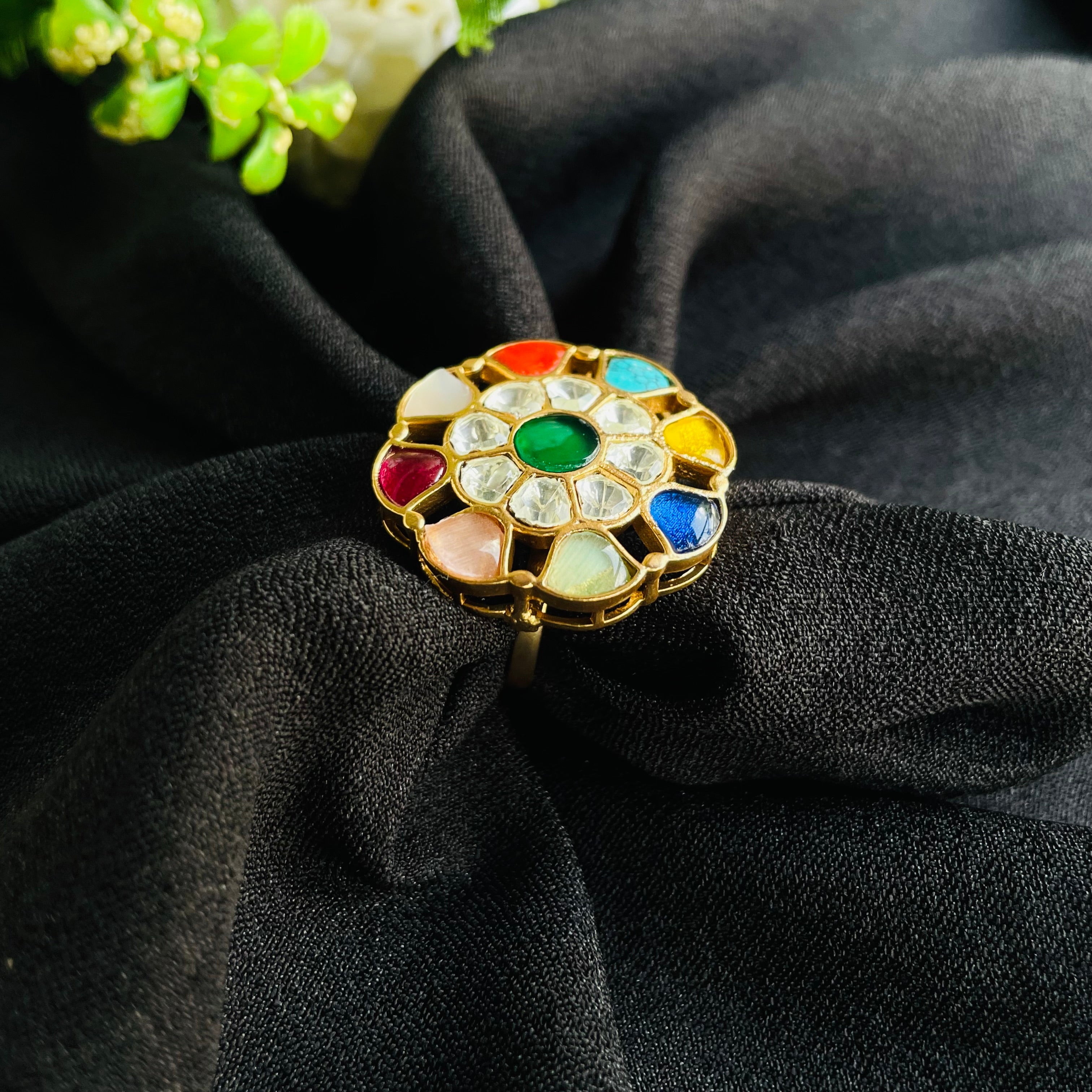 Nayaab Navaratna Polki Ring